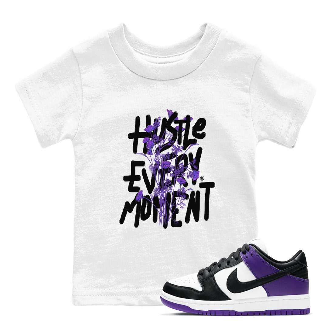 Hustle Every Moment snkmatch Tees Kids - Dunk Low Court Purple