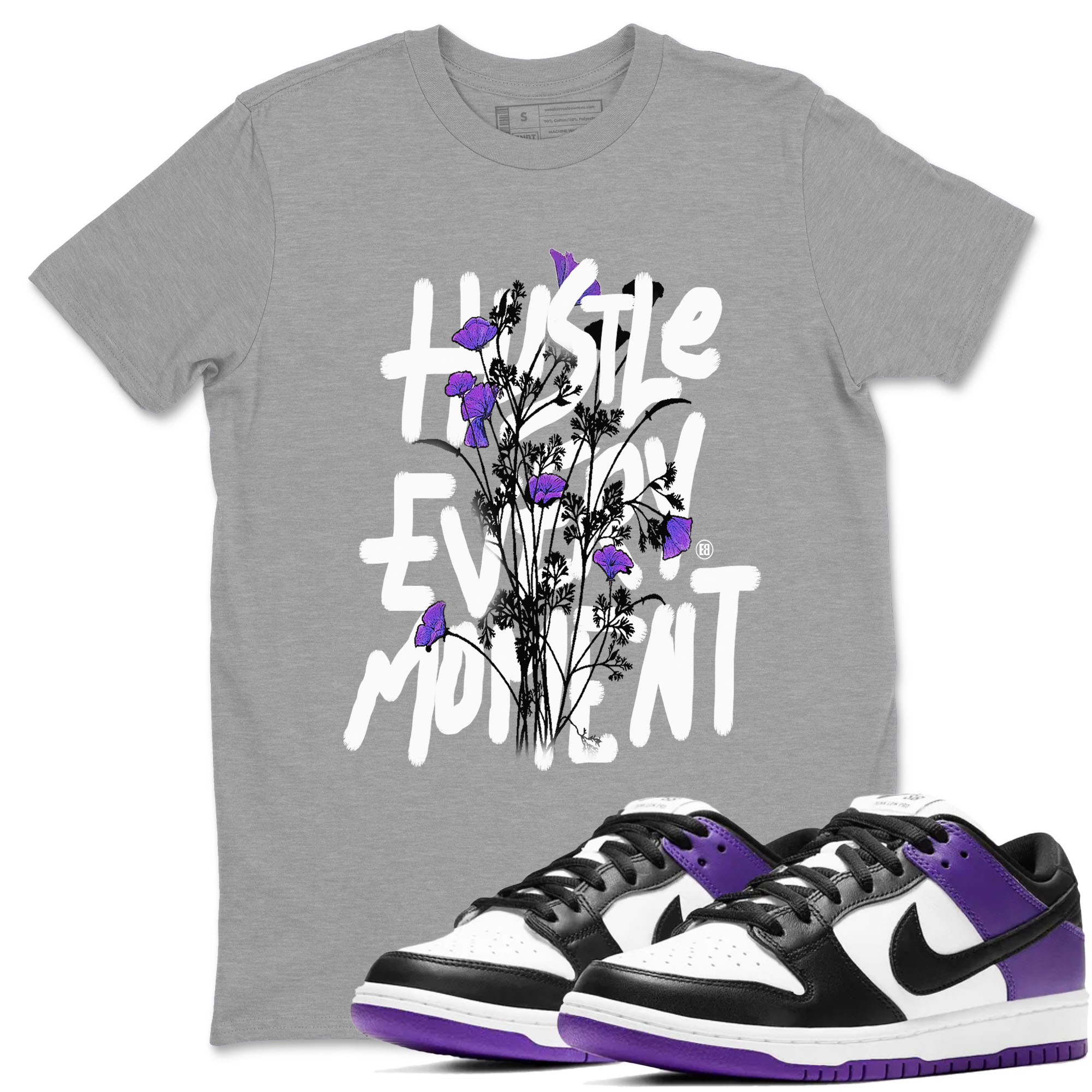 Hustle Every Moment snkmatch Tees - Dunk Low Court Purple