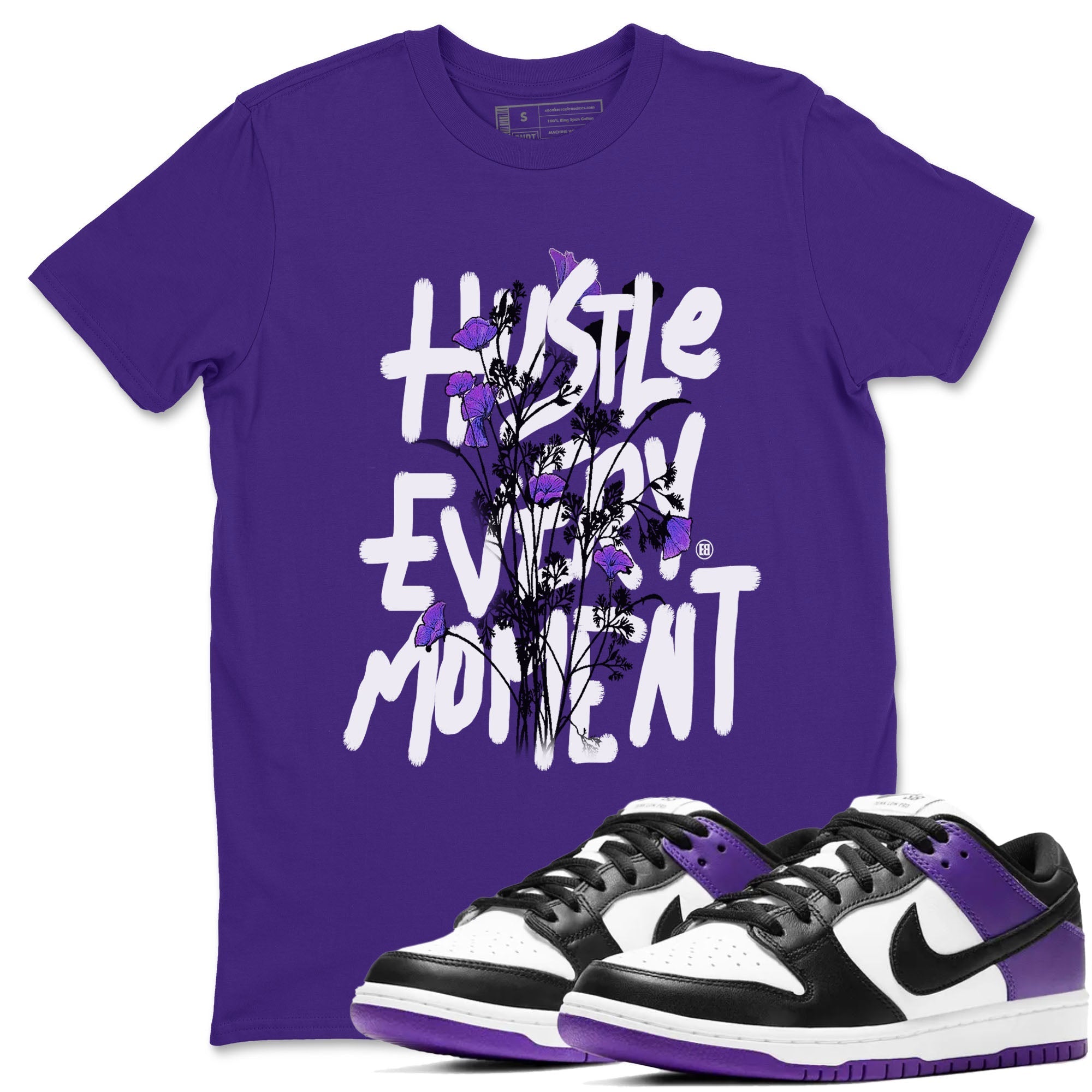 Hustle Every Moment snkmatch Tees - Dunk Low Court Purple