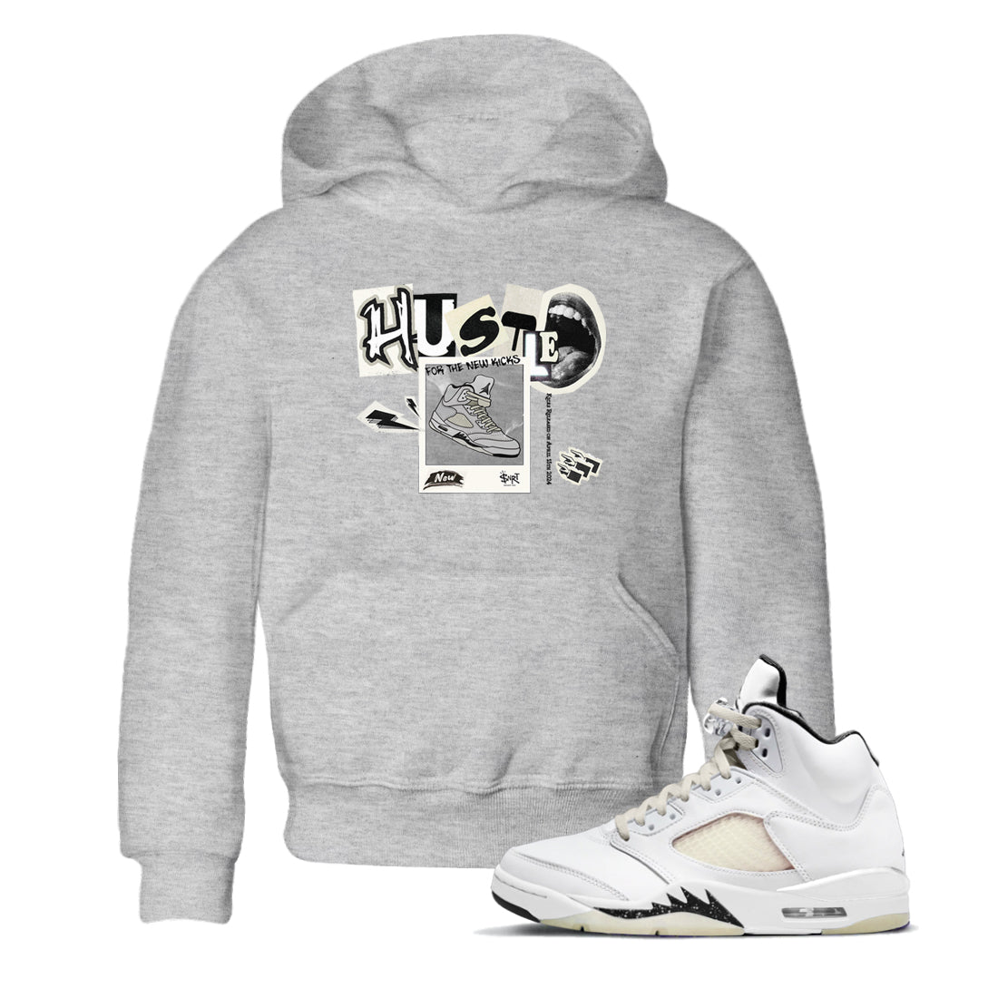 Hustle For The New Kicks snkmatch Tees Kids - Air Jordan 5 Sail