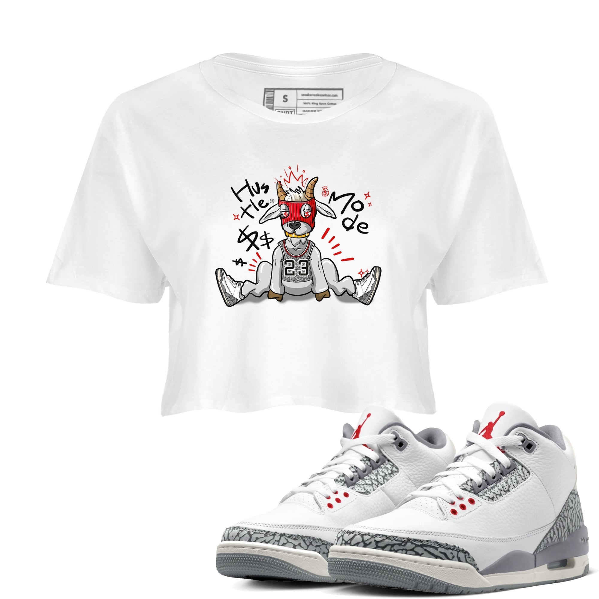 Hustle Goat snkmatch Women's Top - Air Jordan 3 Cement Grey