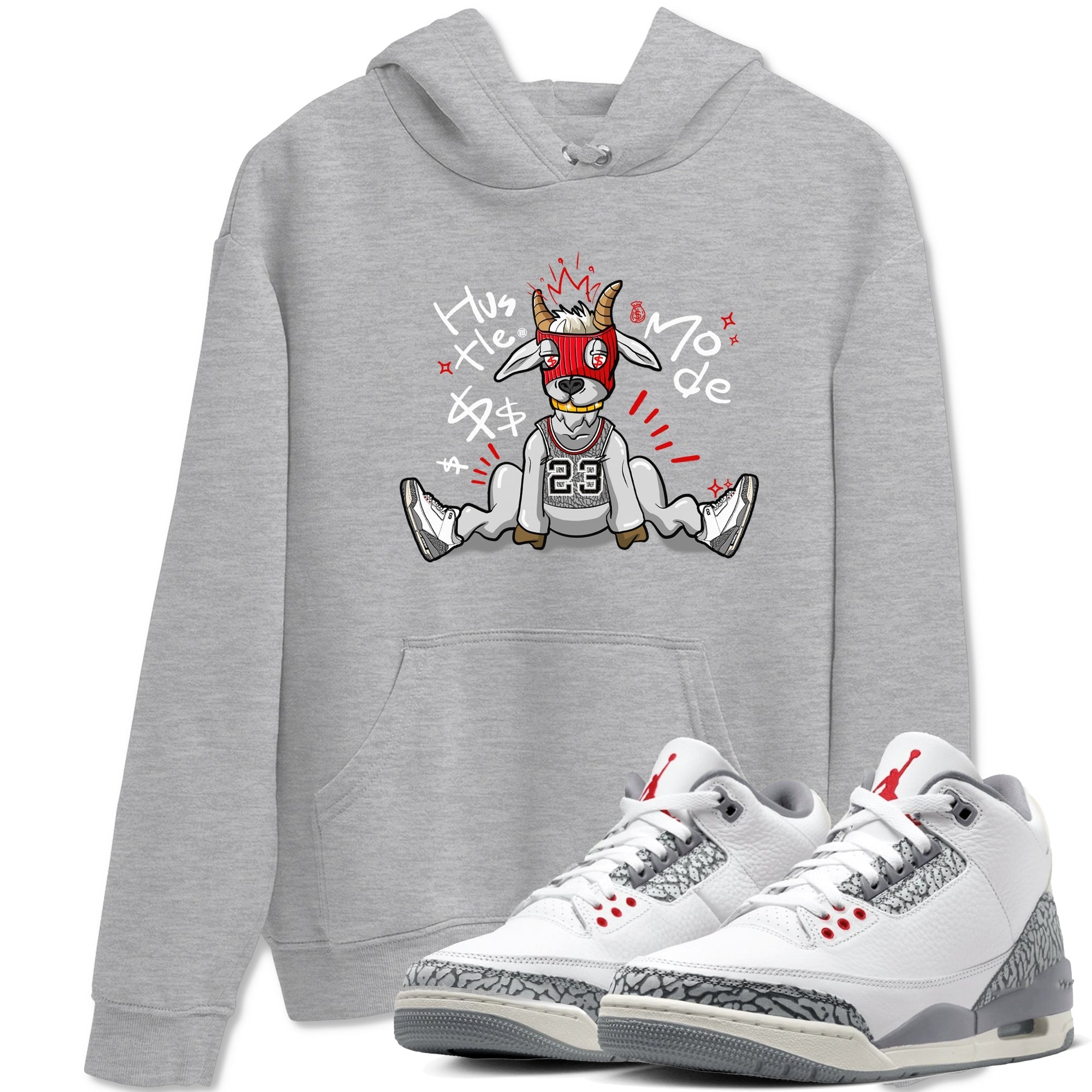 Hustle Goat snkmatch Tees - Air Jordan 3 Cement Grey