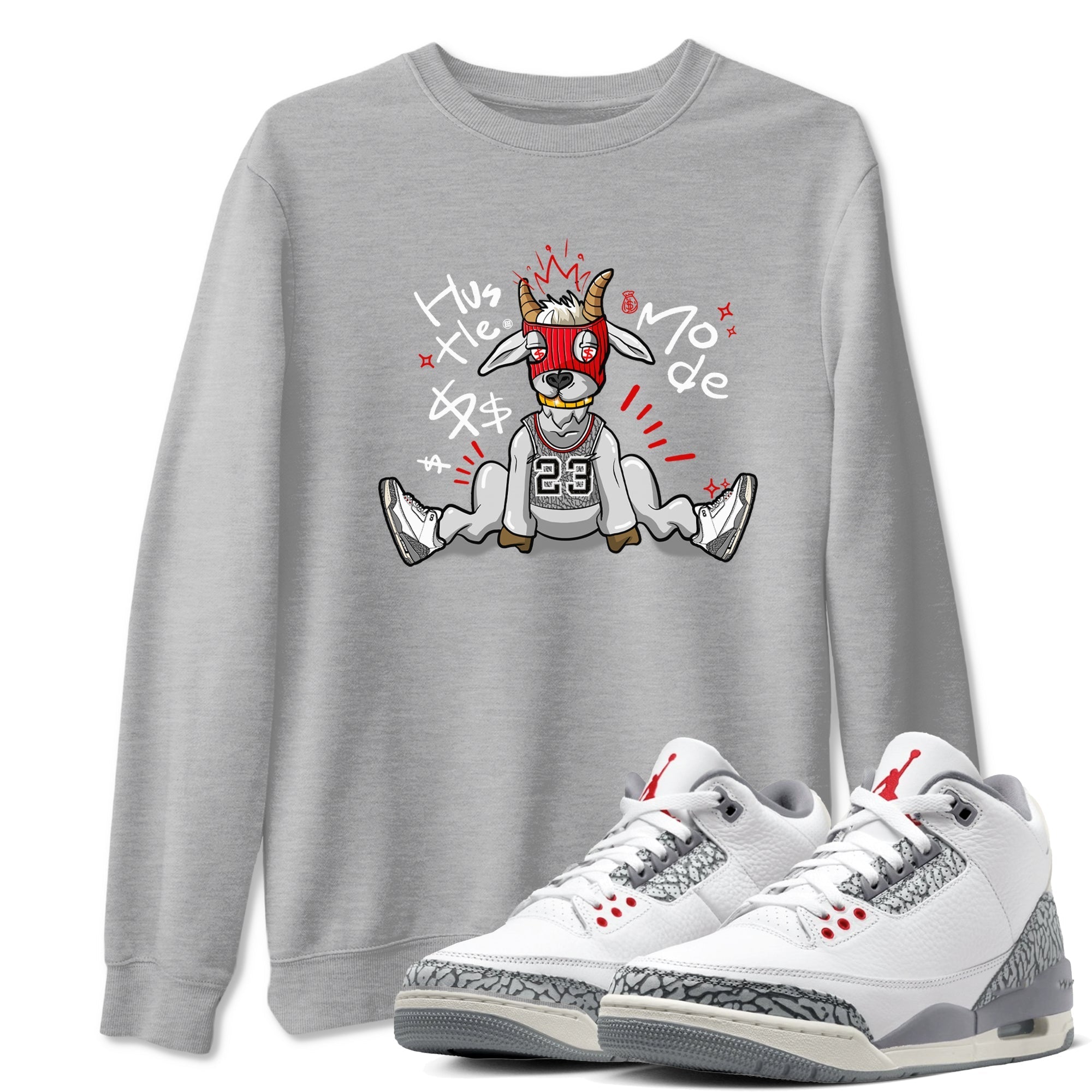 Hustle Goat snkmatch Tees - Air Jordan 3 Cement Grey