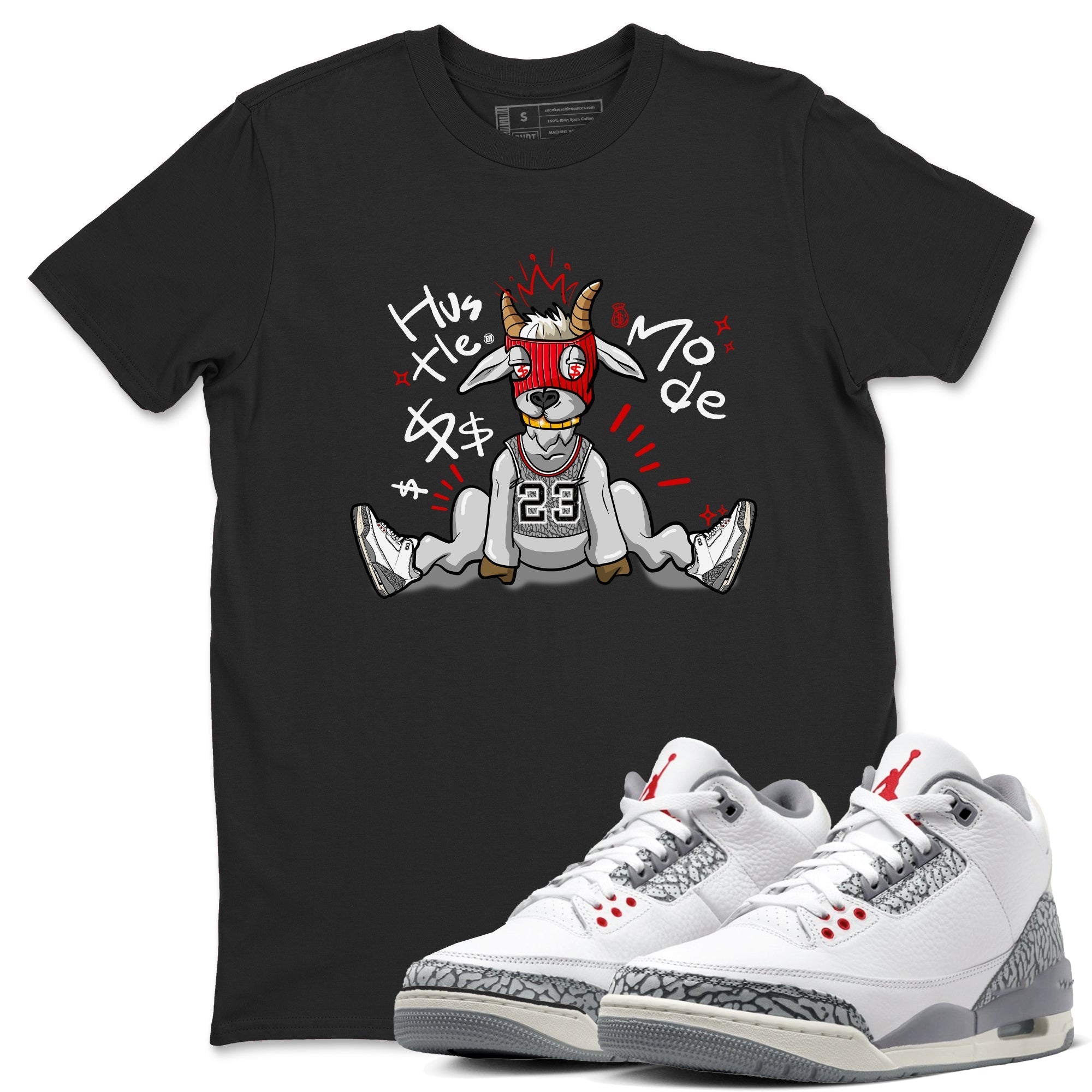 Hustle Goat snkmatch Tees - Air Jordan 3 Cement Grey