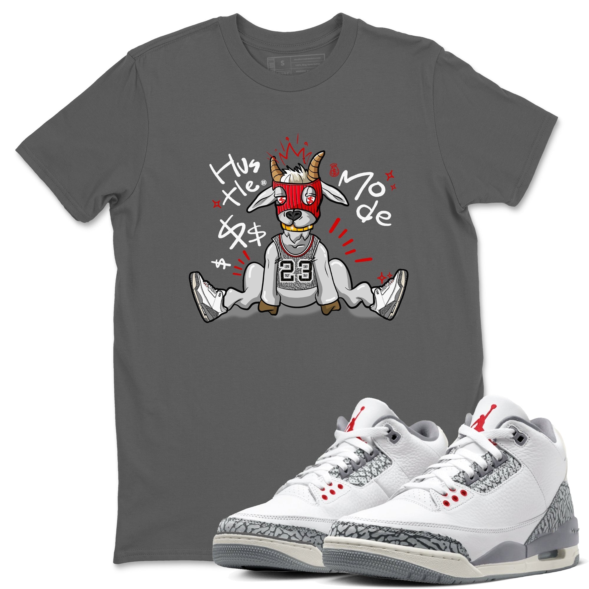 Hustle Goat snkmatch Tees - Air Jordan 3 Cement Grey