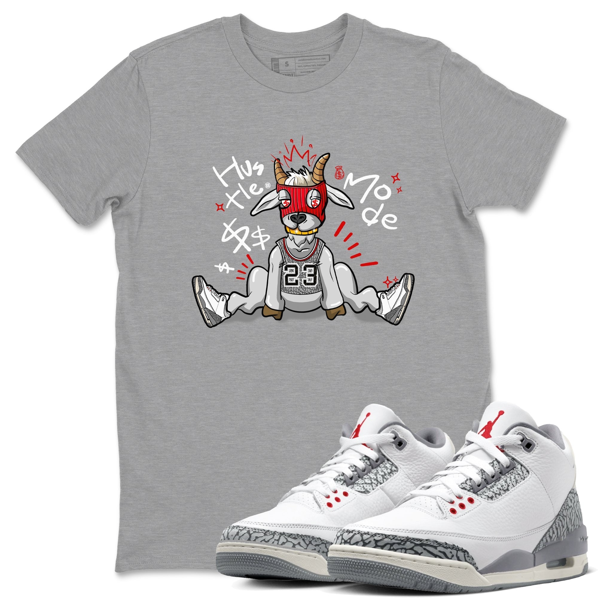 Hustle Goat snkmatch Tees - Air Jordan 3 Cement Grey