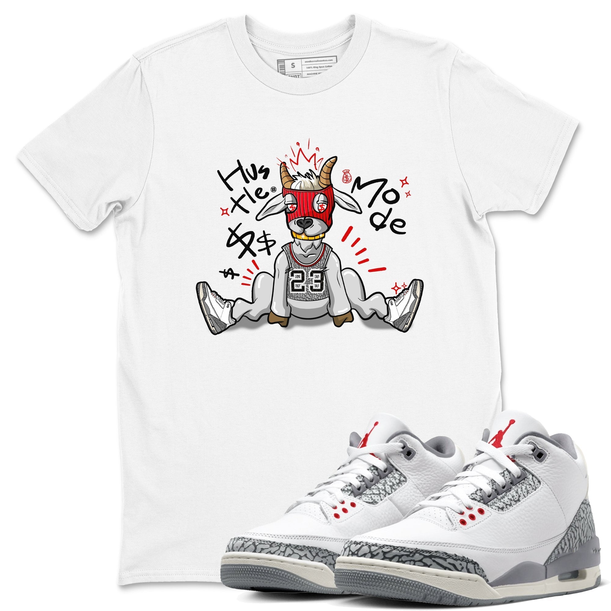 Hustle Goat snkmatch Tees - Air Jordan 3 Cement Grey