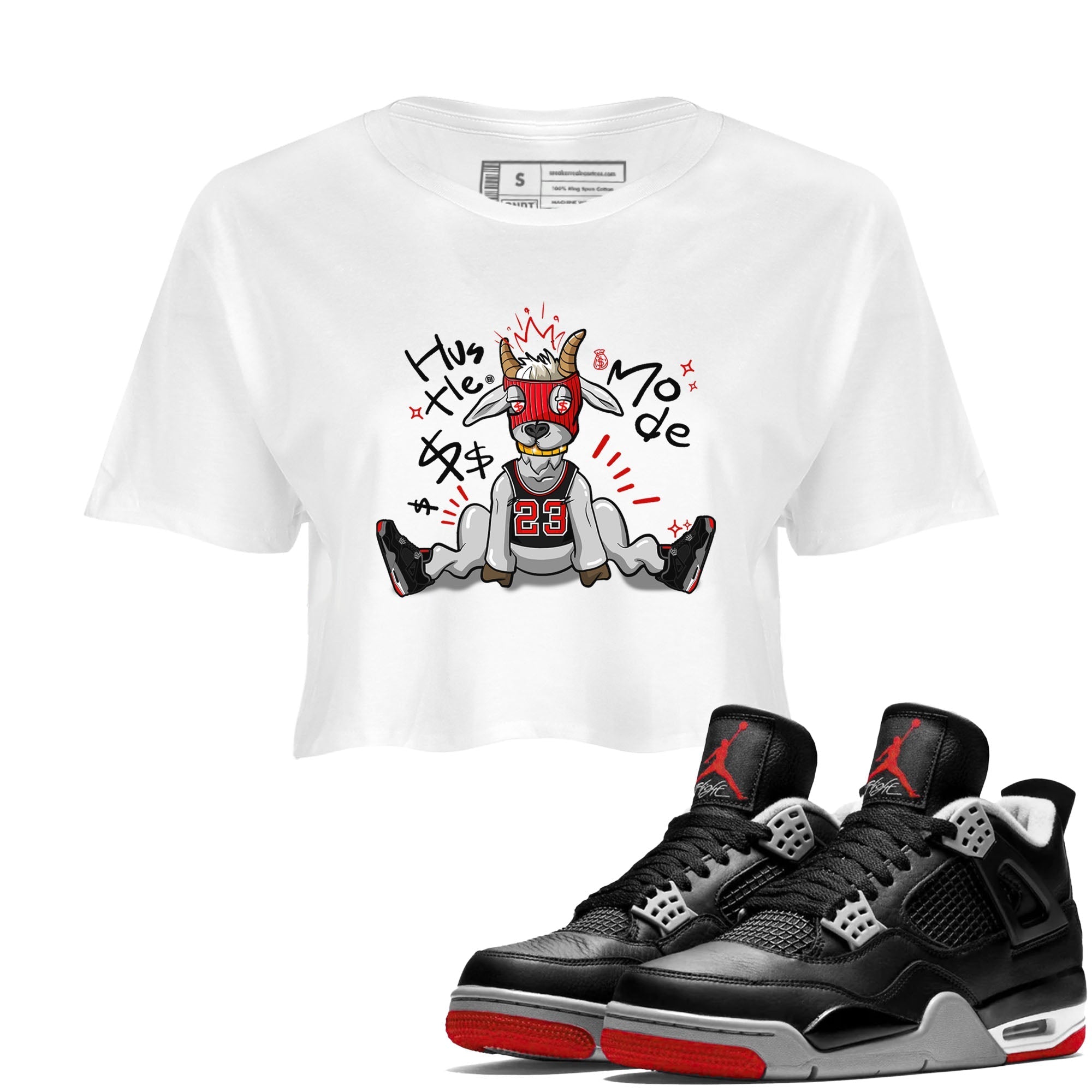 Hustle Goat snkmatch Women's Top - Air Jordan 4 Bred Reimagined