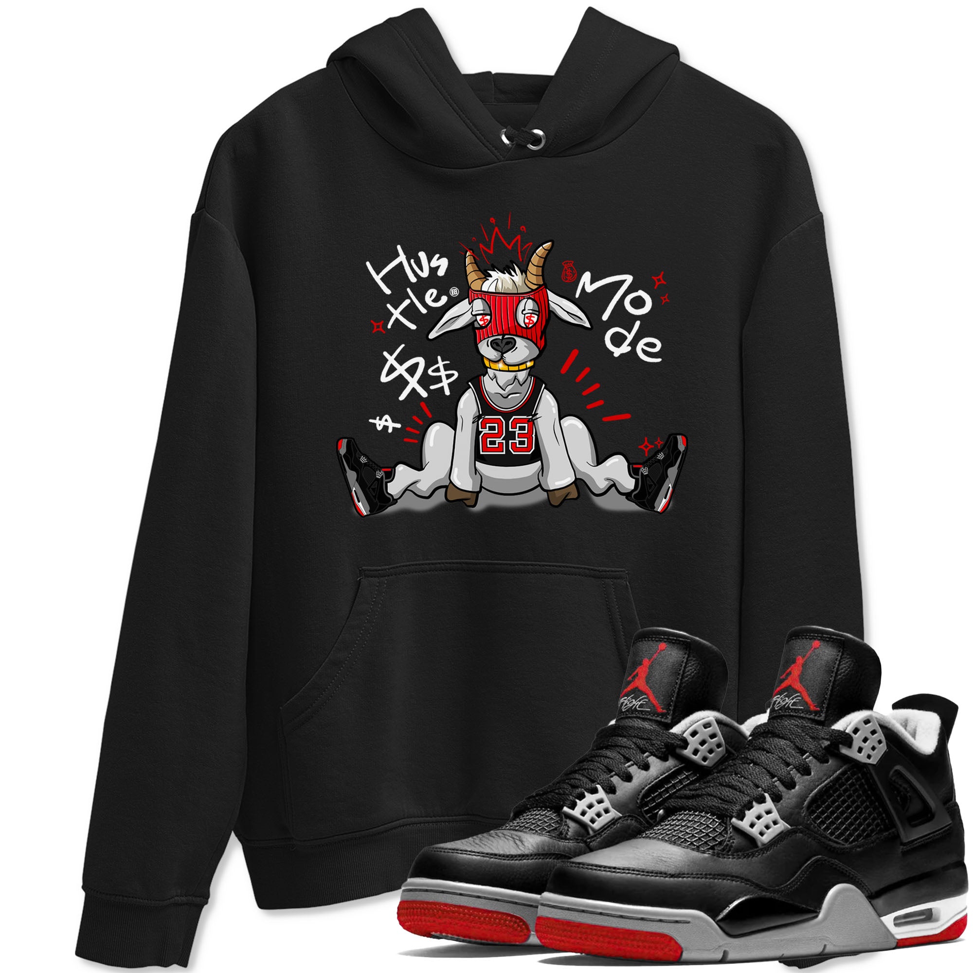 Hustle Goat snkmatch Tees - Air Jordan 4 Bred Reimagined