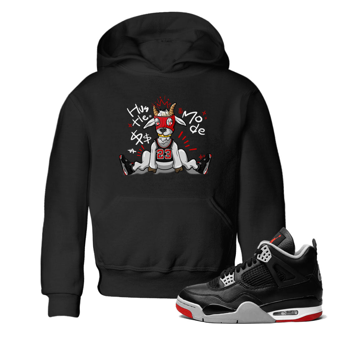Hustle Goat snkmatch Tees Kids - Air Jordan 4 Bred Reimagined