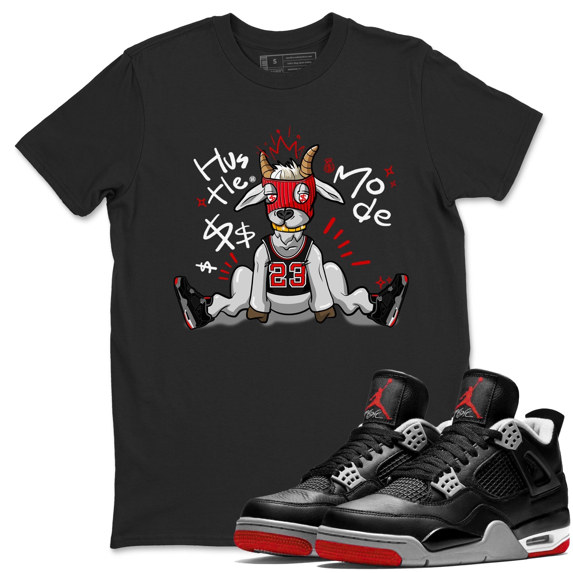 Hustle Goat snkmatch Tees - Air Jordan 4 Bred Reimagined
