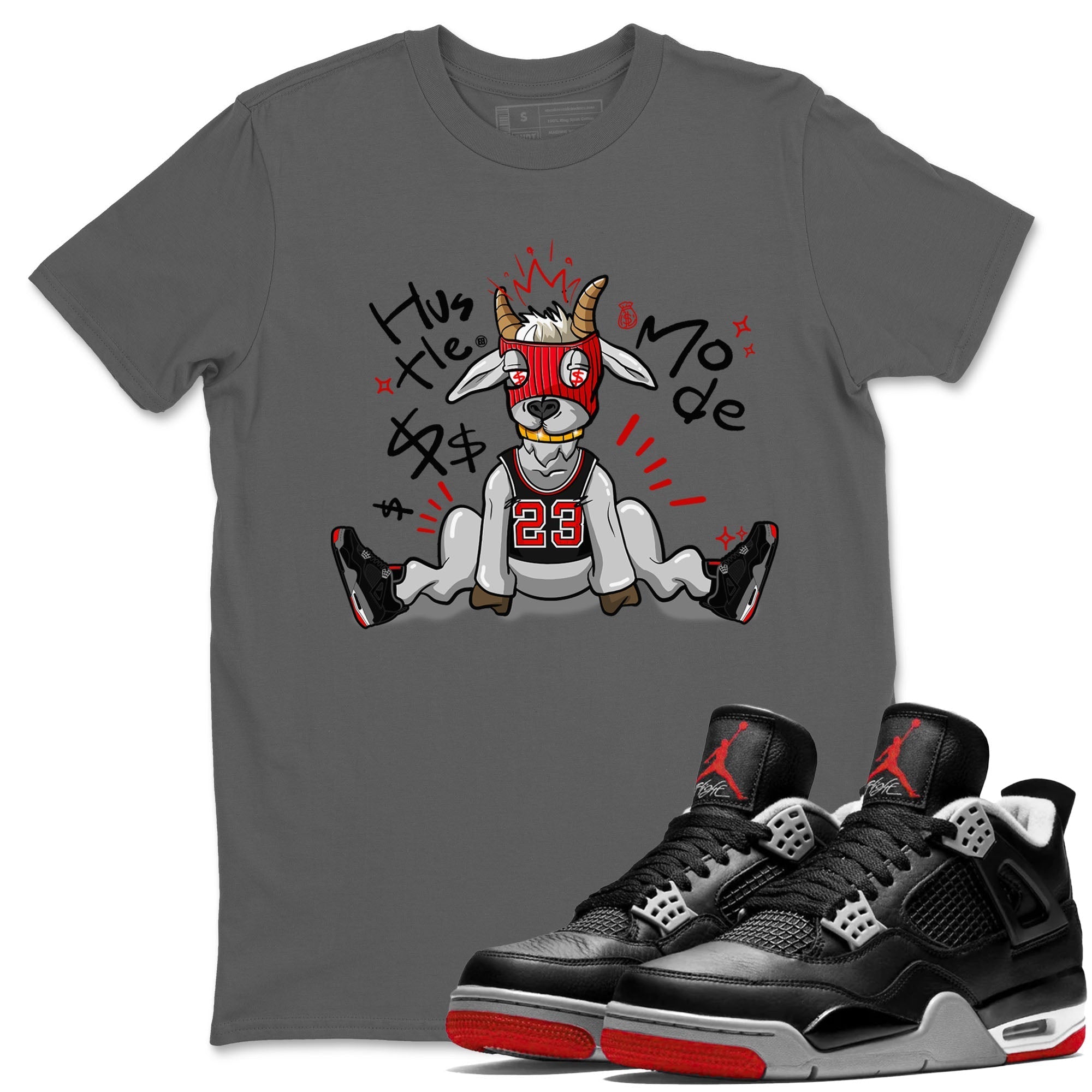 Hustle Goat snkmatch Tees - Air Jordan 4 Bred Reimagined