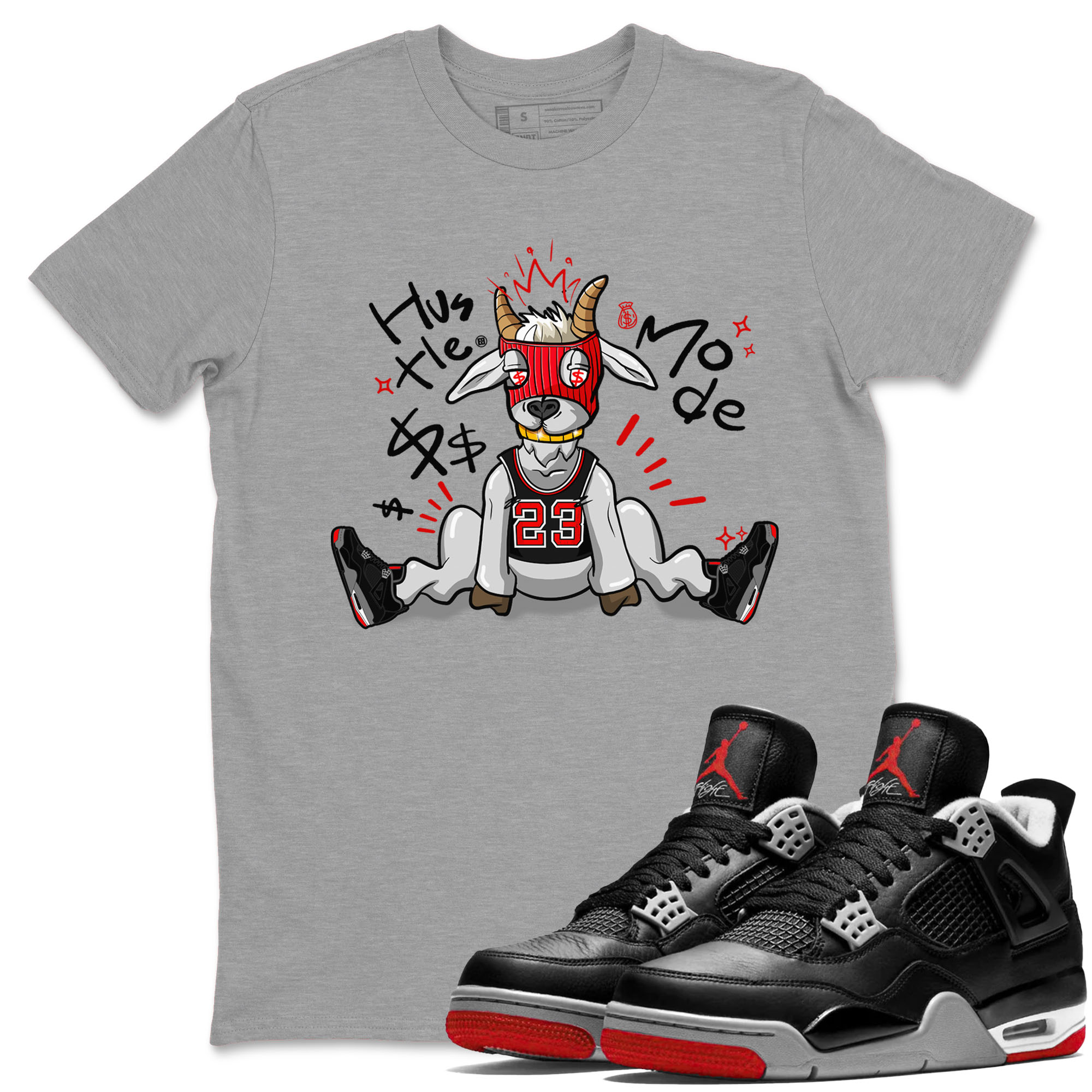 Hustle Goat snkmatch Tees - Air Jordan 4 Bred Reimagined