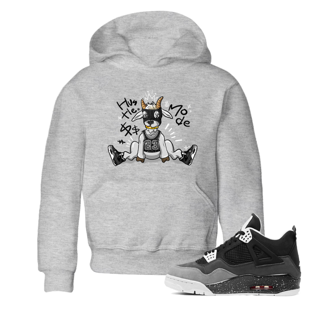 Hustle Goat snkmatch Tees Kids - Air Jordan 4 Fear
