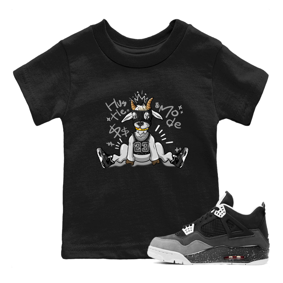 Hustle Goat snkmatch Tees Kids - Air Jordan 4 Fear