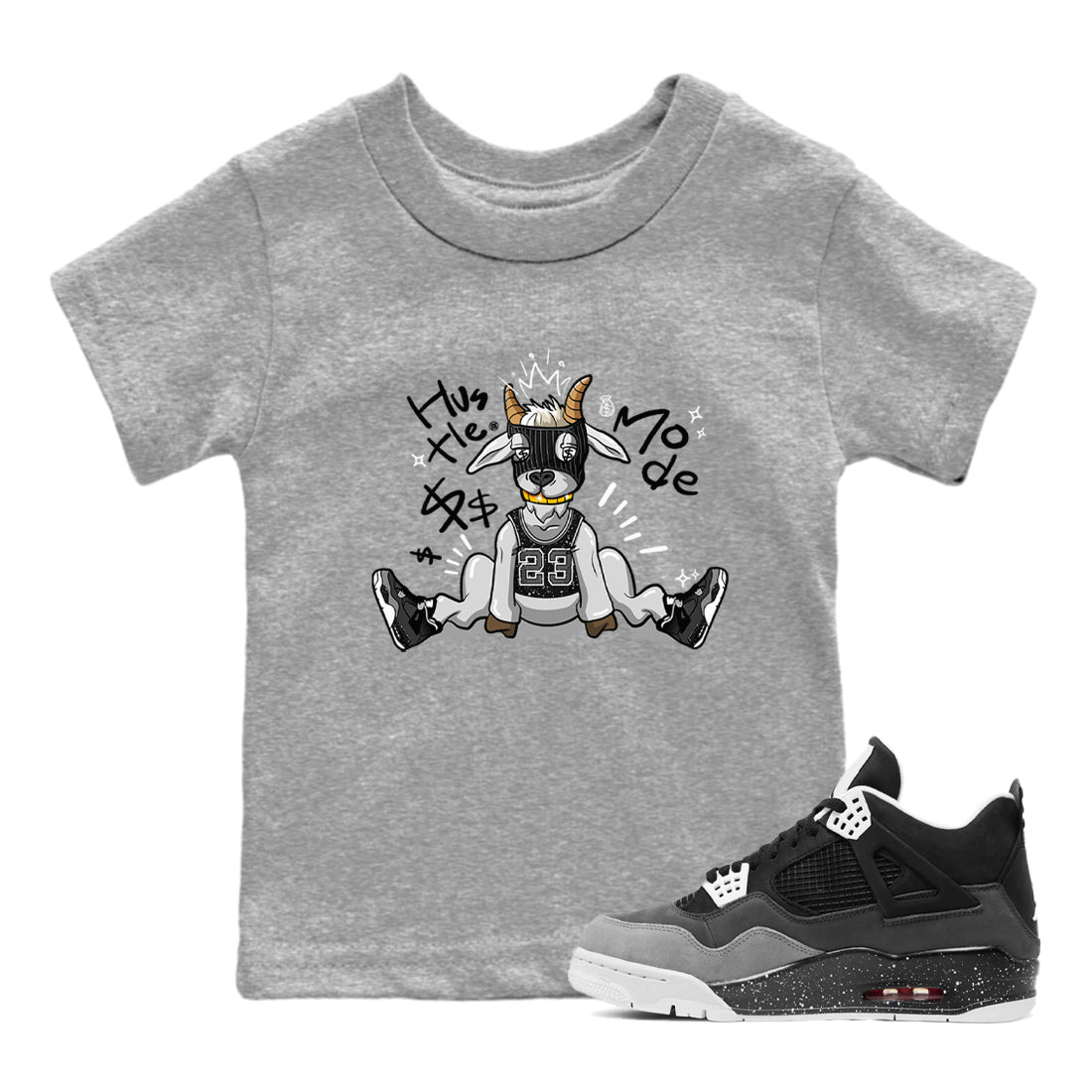 Hustle Goat snkmatch Tees Kids - Air Jordan 4 Fear