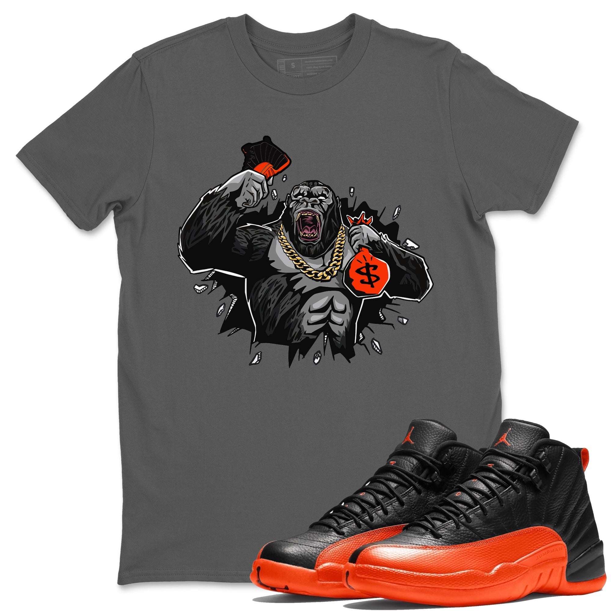 Hustle Gorilla Unisex Tops - Air Jordan 12 Brilliant Orange