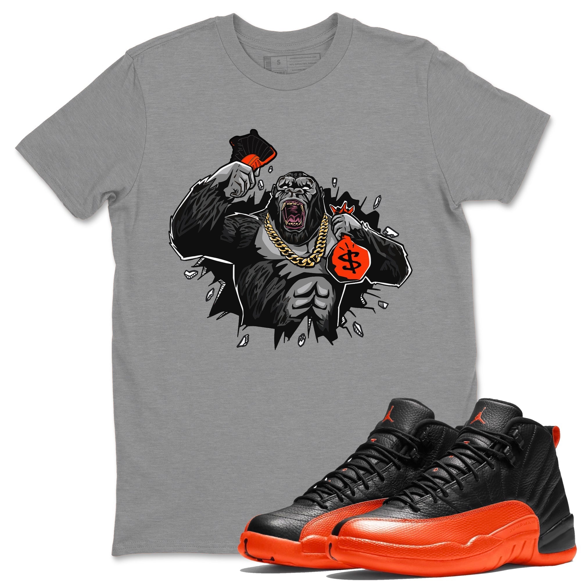 Hustle Gorilla Unisex Tops - Air Jordan 12 Brilliant Orange