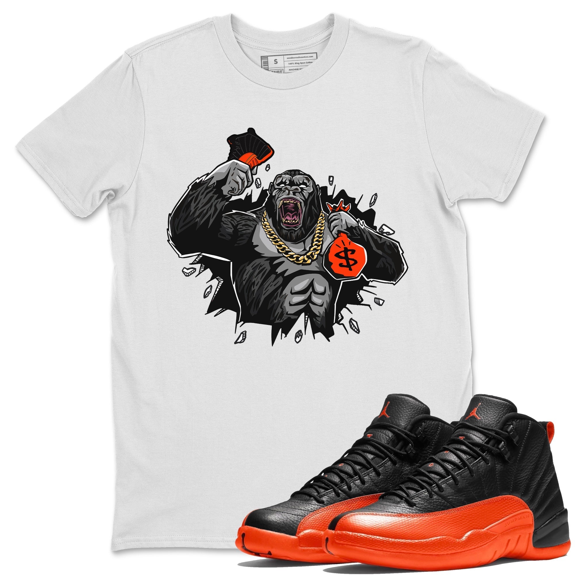 Hustle Gorilla Unisex Tops - Air Jordan 12 Brilliant Orange