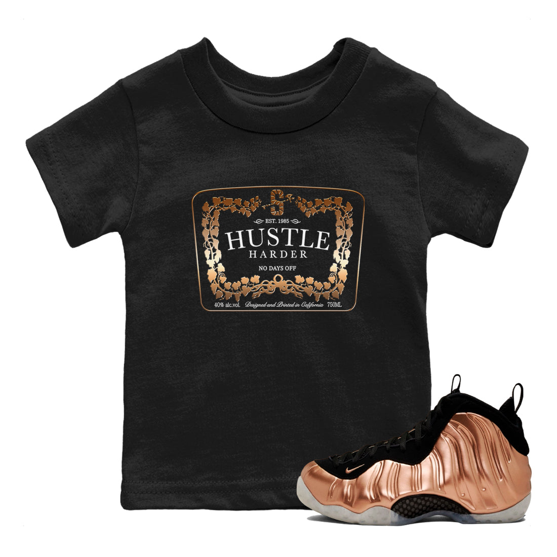 Hustle Harder snkmatch Tees Kids - Air Foamposite One Metallic Copper