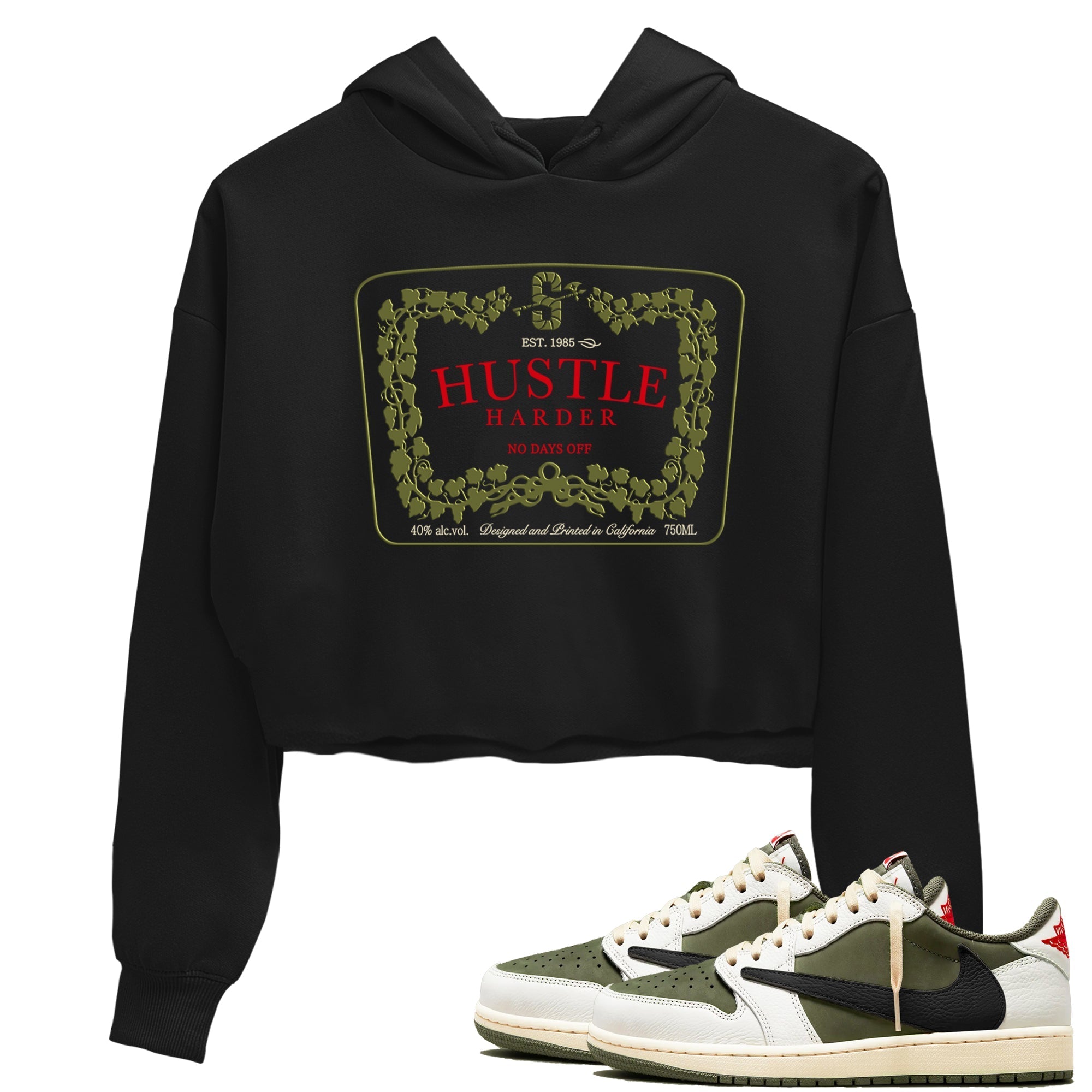 Hustle Harder snkmatch Women's Top - Air Jordan 1 Travis Scott Medium Olive