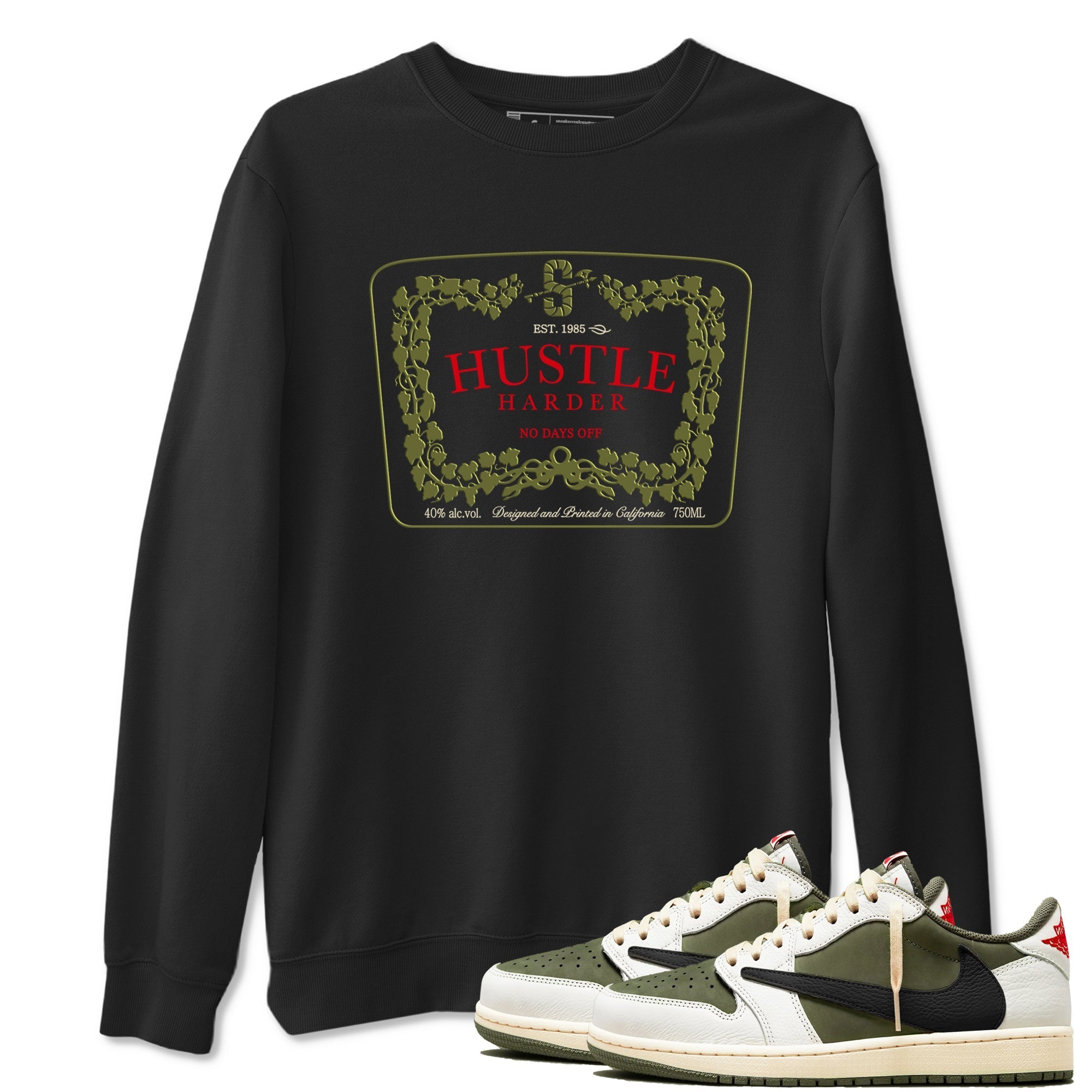 Hustle Harder snkmatch Tees - Air Jordan 1 Travis Scott Medium Olive