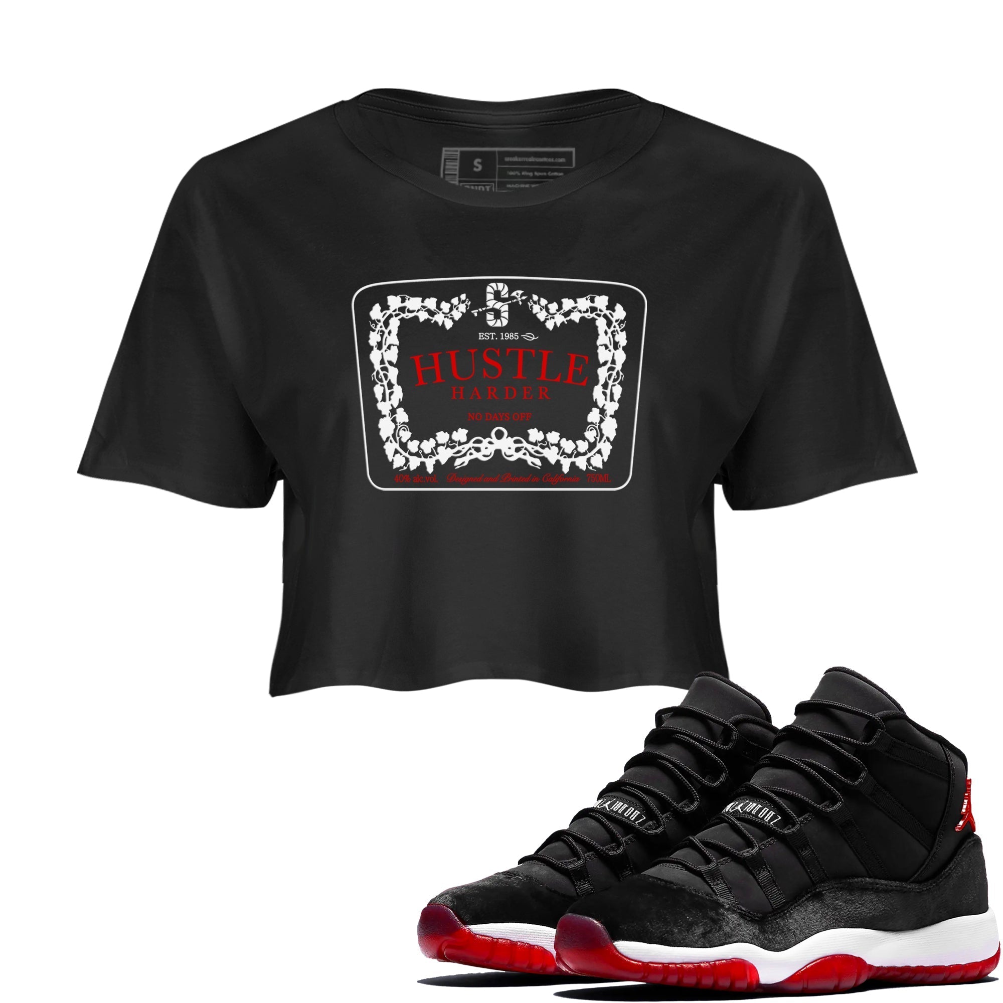 Hustle Harder snkmatch Women's Top - Air Jordan 11 Bred Velvet