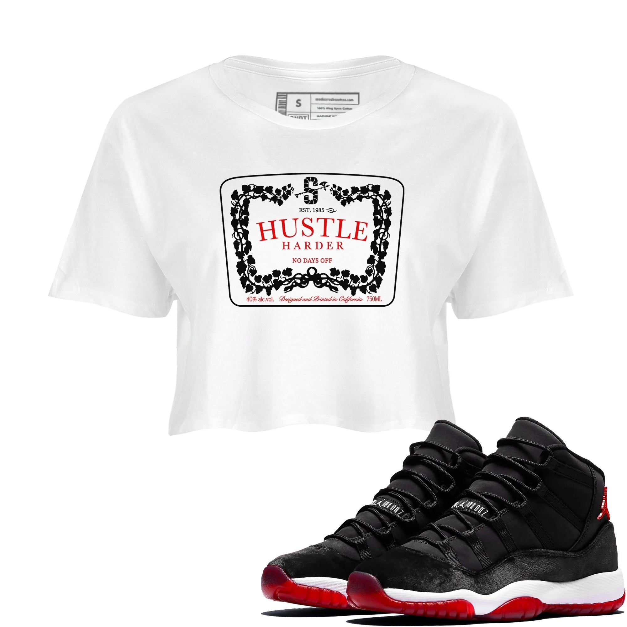 Hustle Harder snkmatch Women's Top - Air Jordan 11 Bred Velvet