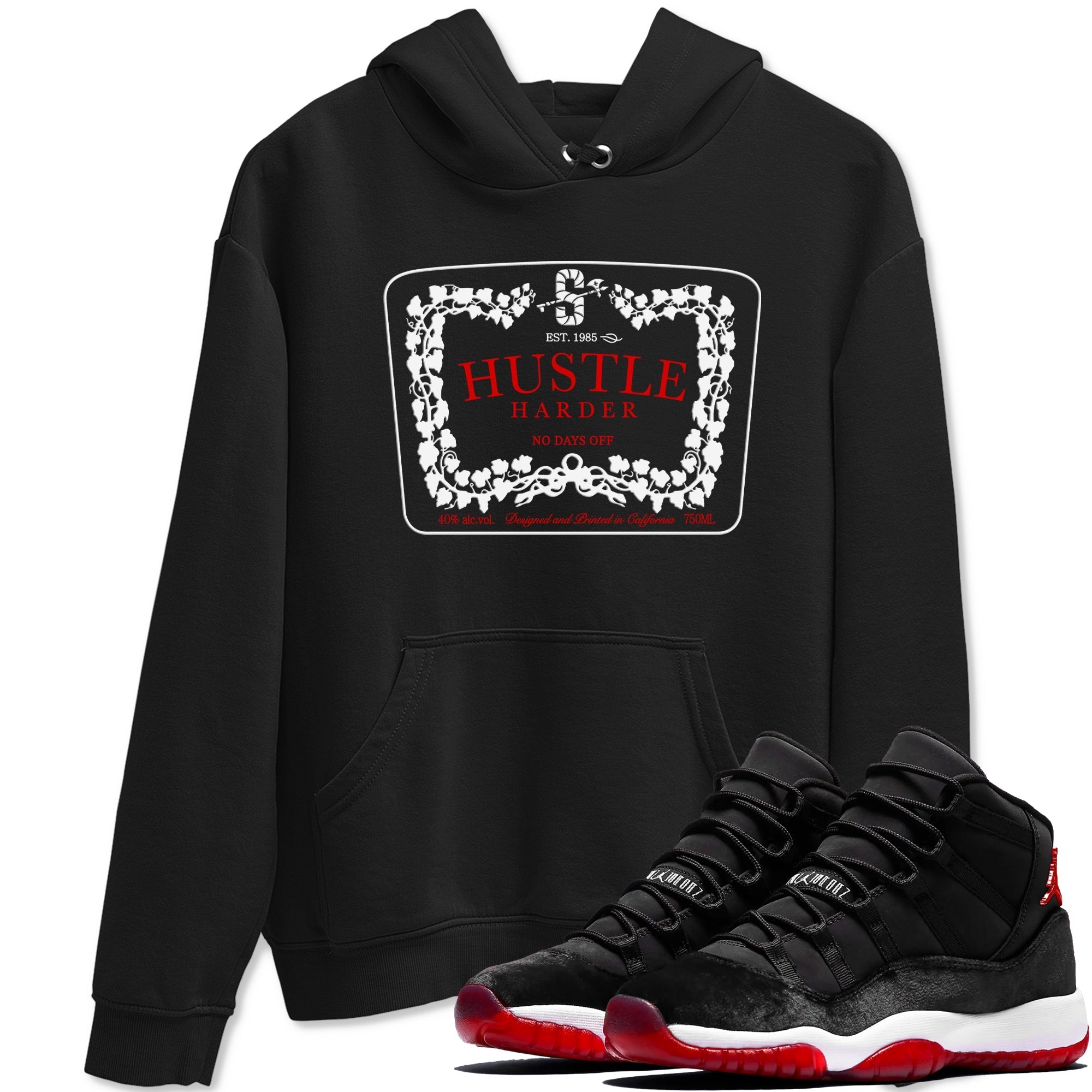 Hustle Harder snkmatch Tees - Air Jordan 11 Bred Velvet
