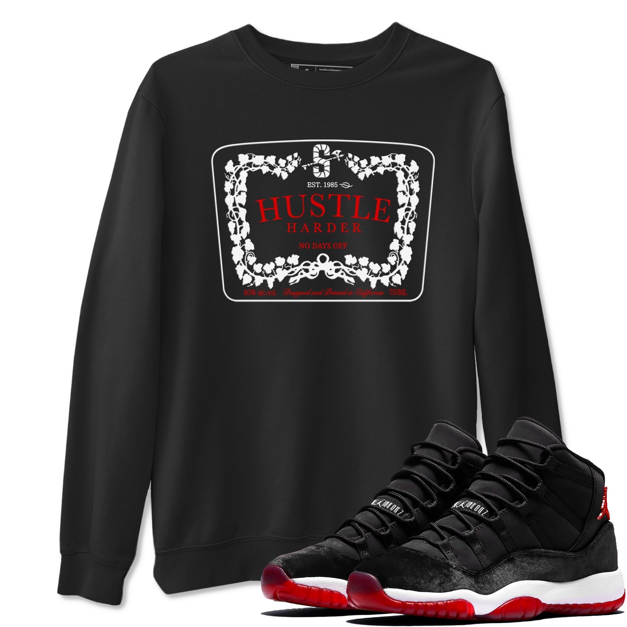 Hustle Harder snkmatch Tees - Air Jordan 11 Bred Velvet
