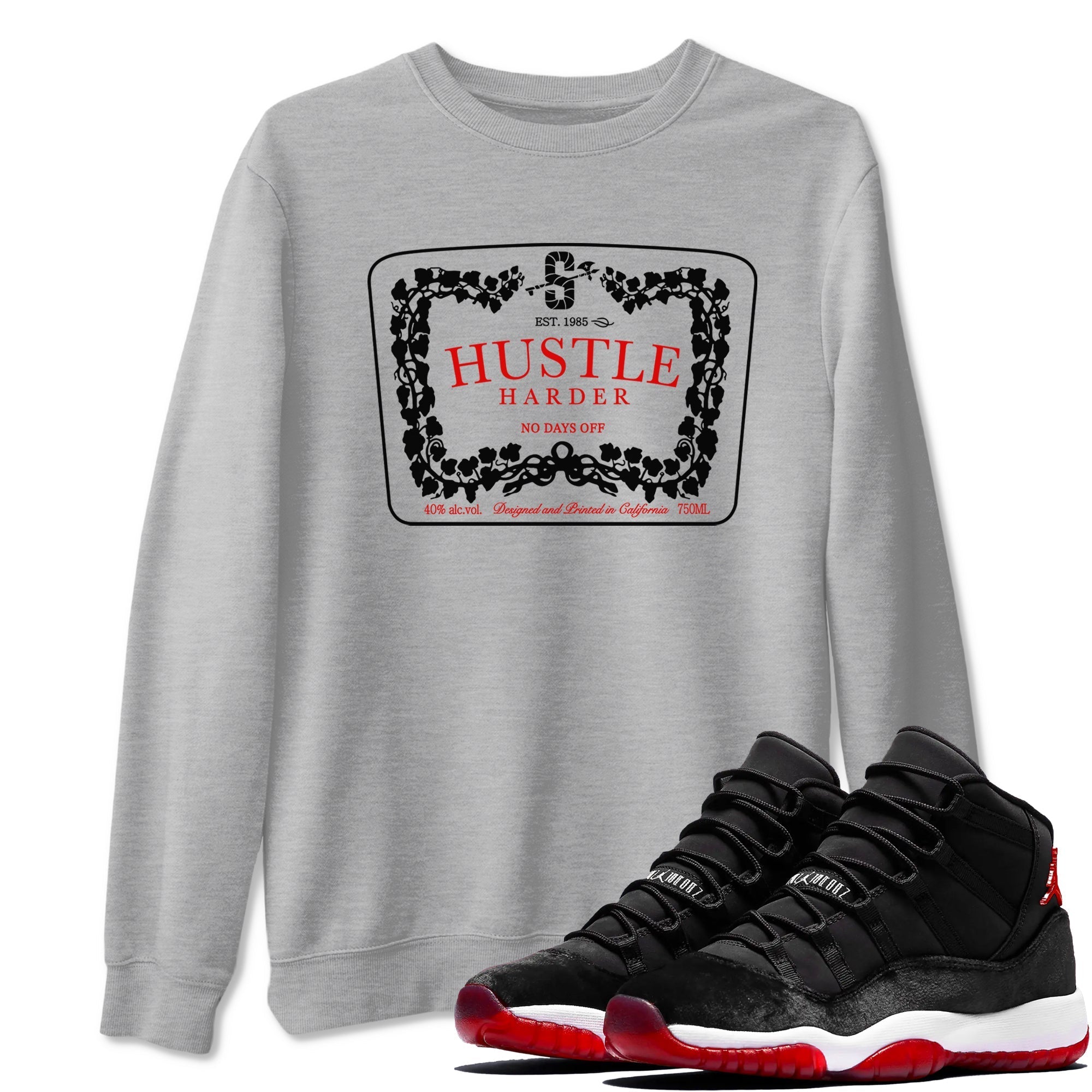 Hustle Harder snkmatch Tees - Air Jordan 11 Bred Velvet