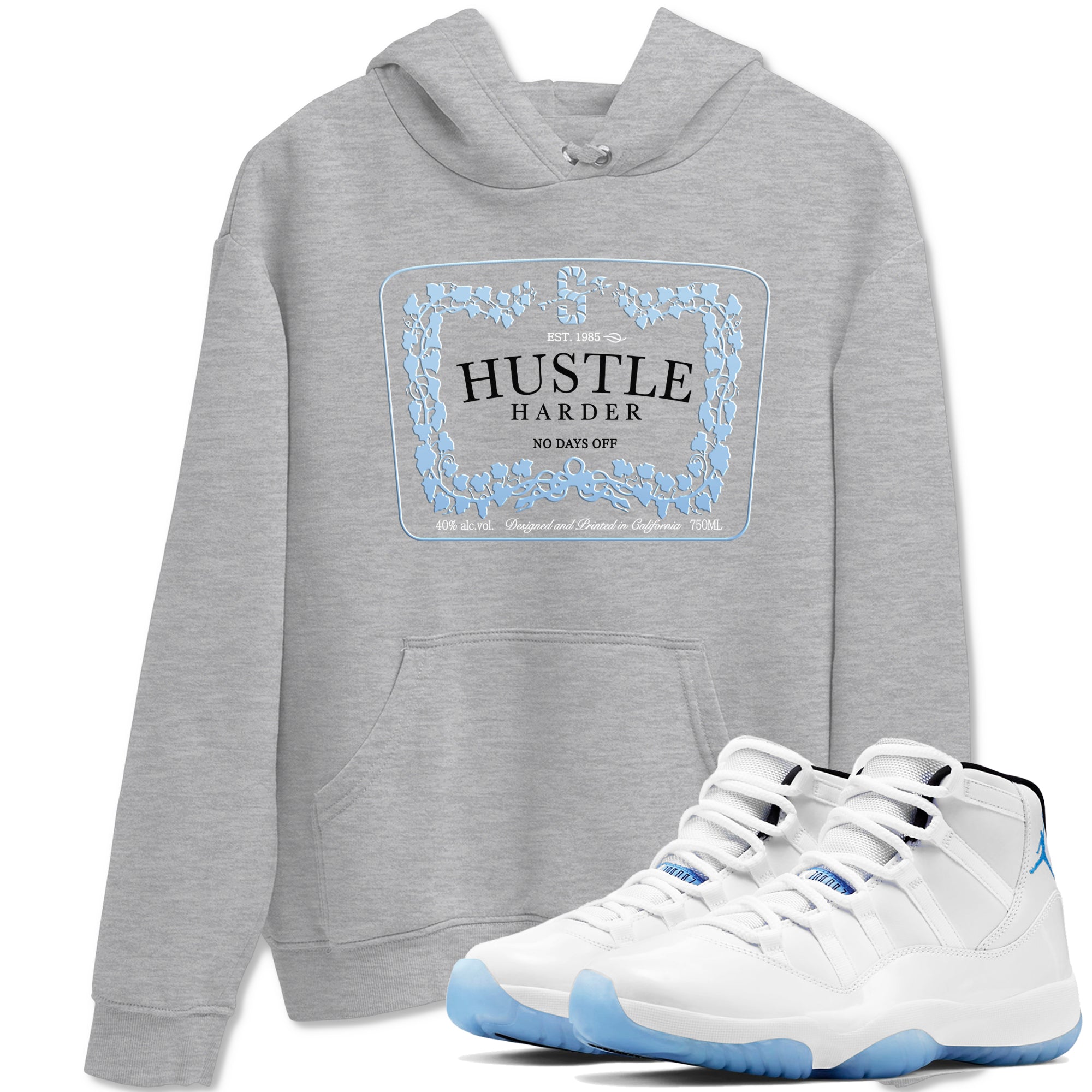 Hustle Harder snkmatch Tees - Air Jordan 11 Retro Legend Blue