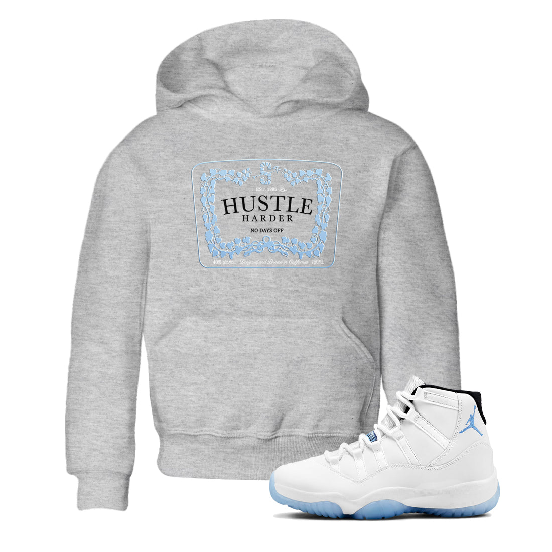 Hustle Harder snkmatch Tees Kids - Air Jordan 11 Retro Legend Blue