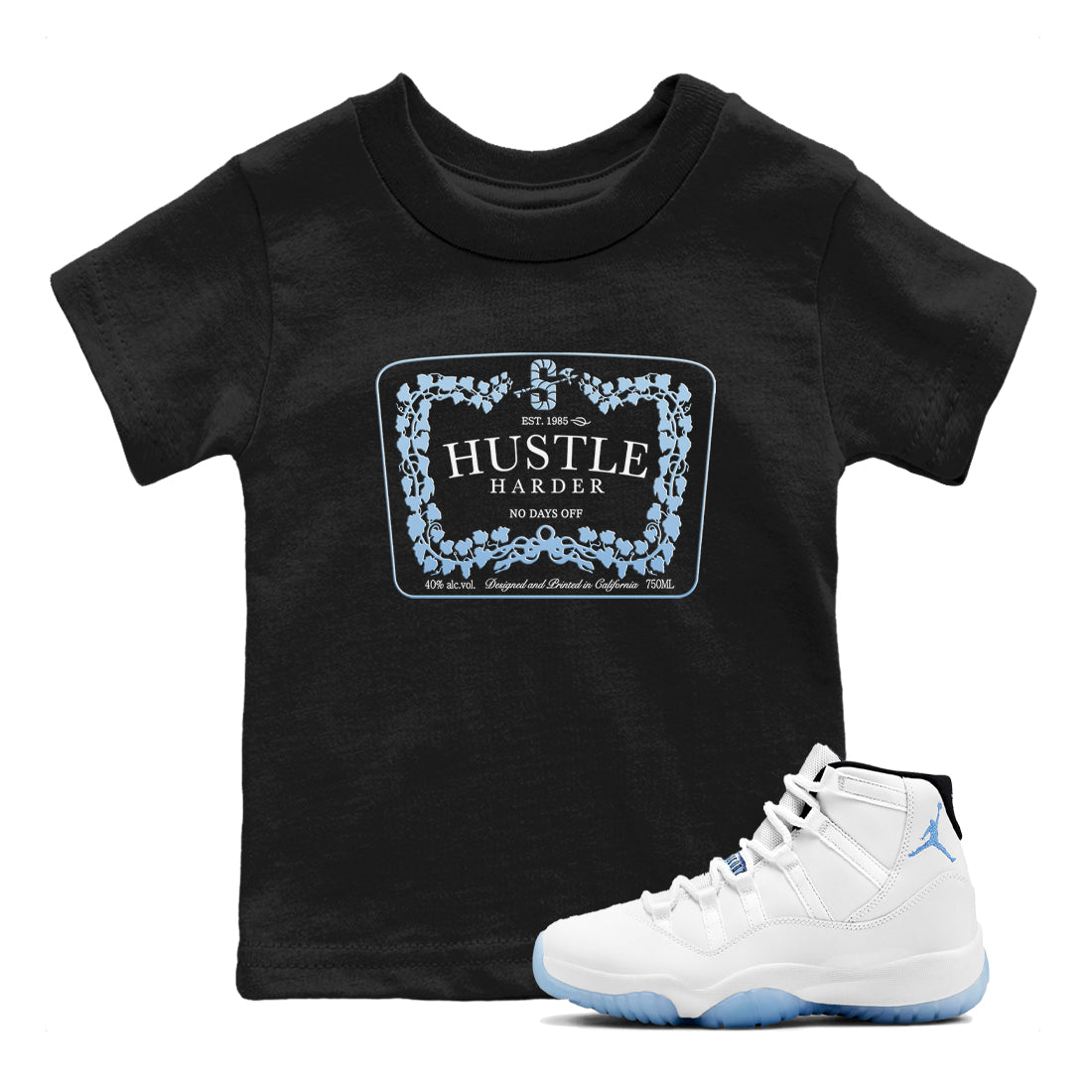 Hustle Harder snkmatch Tees Kids - Air Jordan 11 Retro Legend Blue