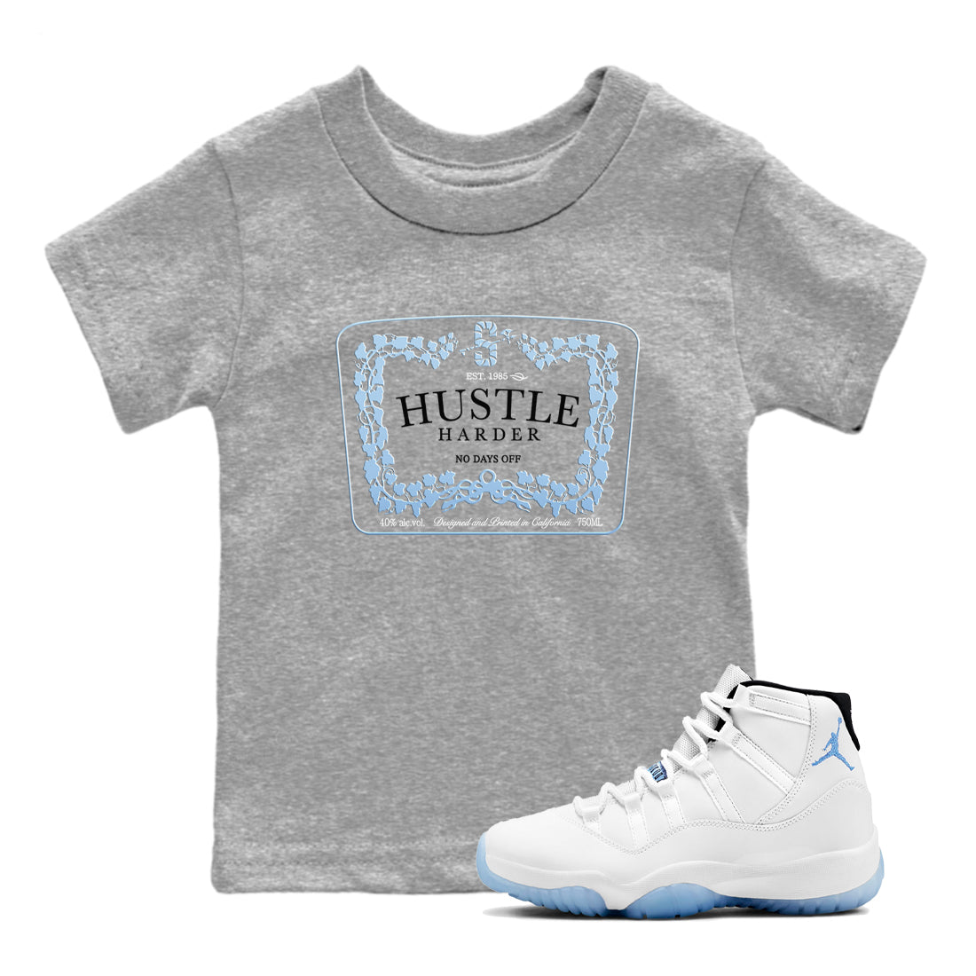 Hustle Harder snkmatch Tees Kids - Air Jordan 11 Retro Legend Blue