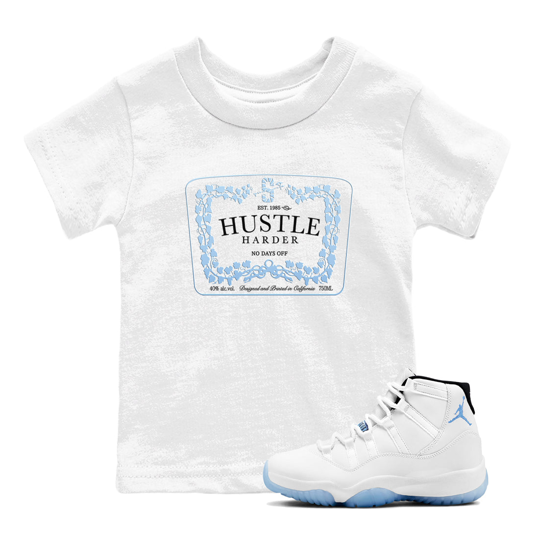 Hustle Harder snkmatch Tees Kids - Air Jordan 11 Retro Legend Blue
