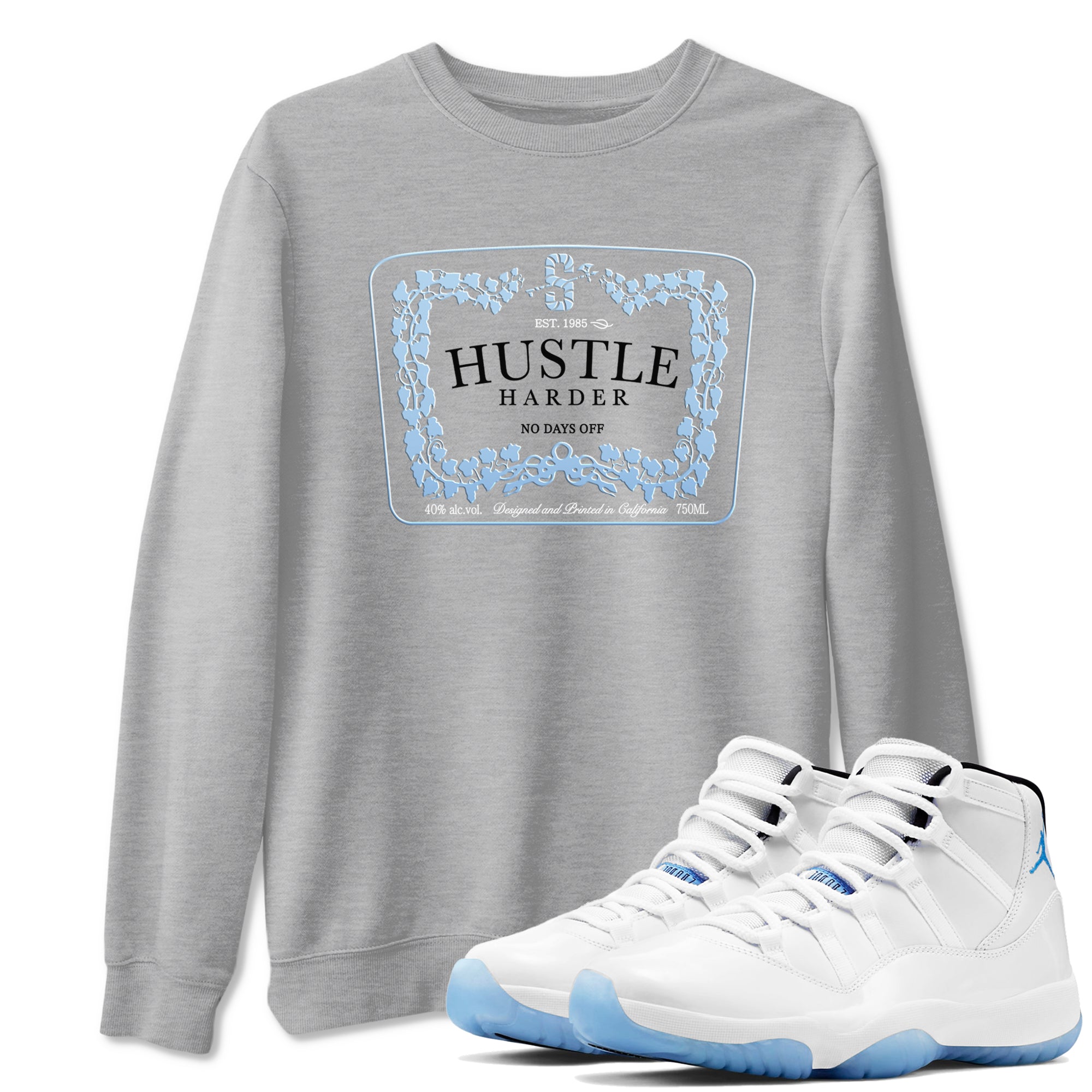 Hustle Harder snkmatch Tees - Air Jordan 11 Retro Legend Blue