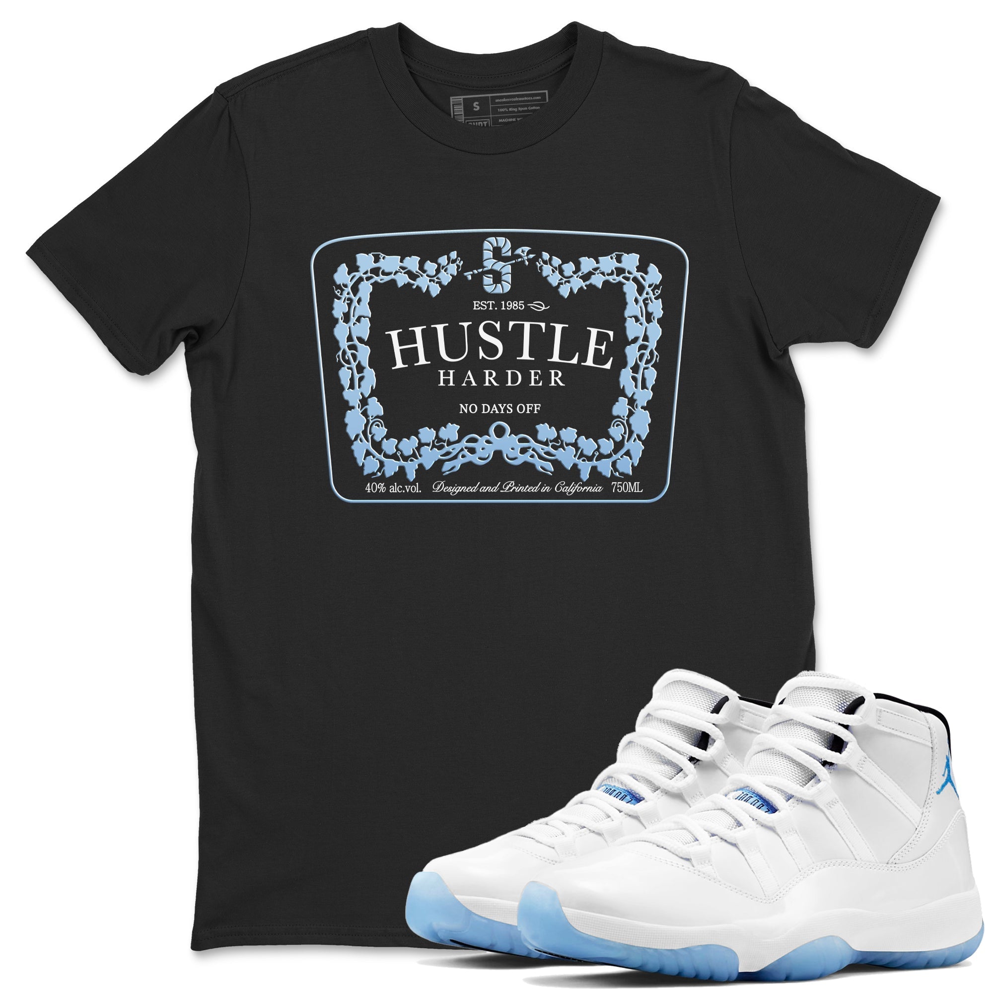 Hustle Harder snkmatch Tees - Air Jordan 11 Retro Legend Blue