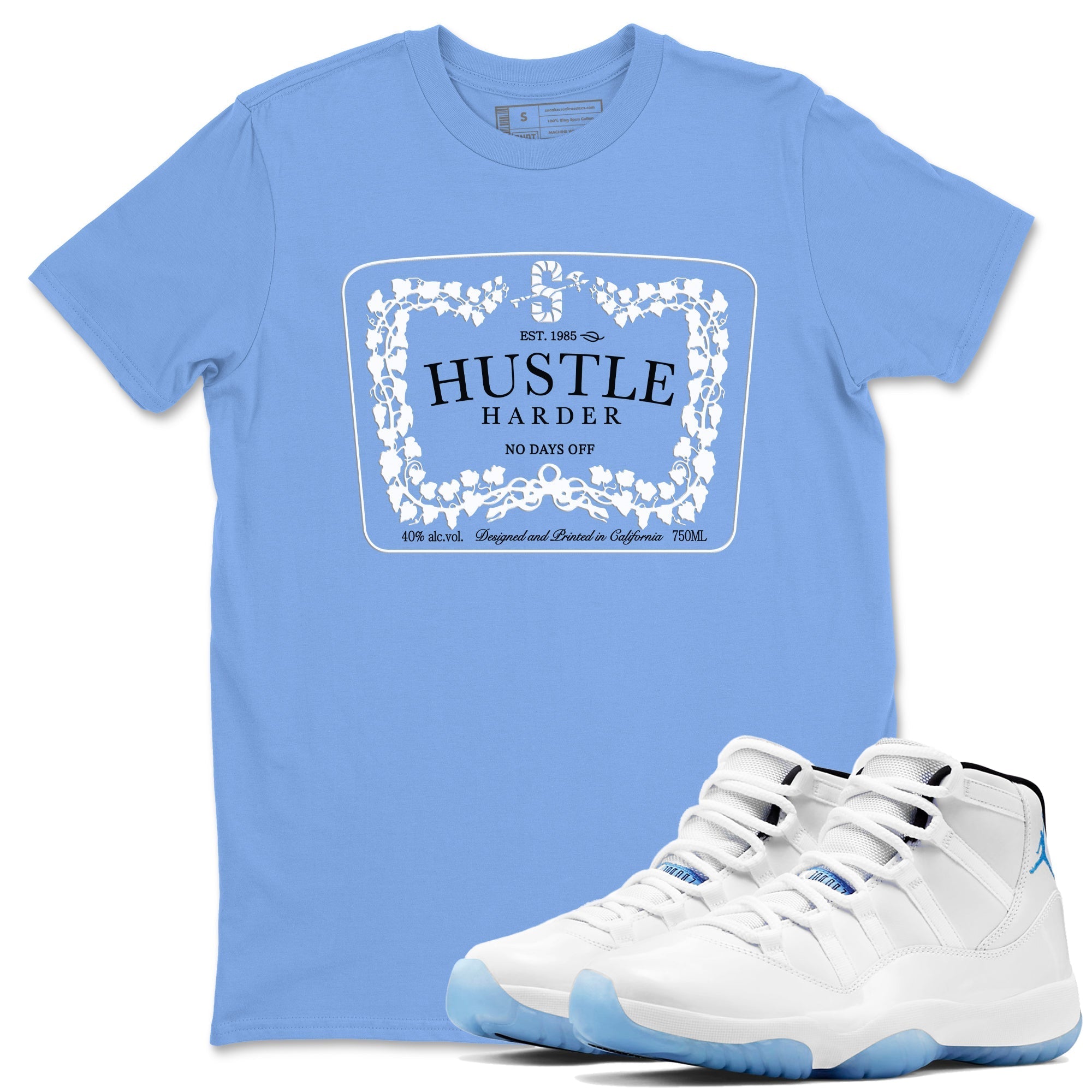 Hustle Harder snkmatch Tees - Air Jordan 11 Retro Legend Blue