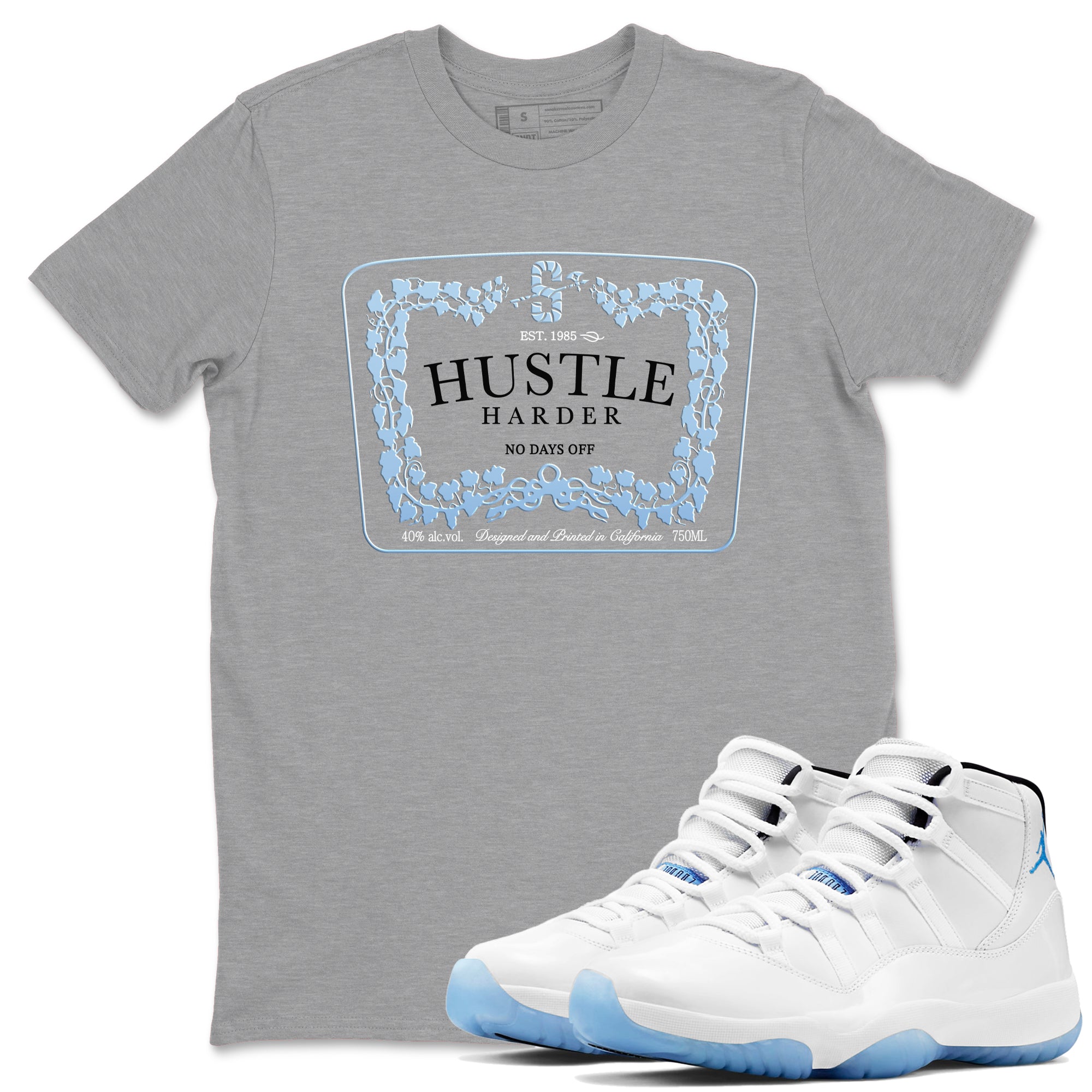 Hustle Harder snkmatch Tees - Air Jordan 11 Retro Legend Blue