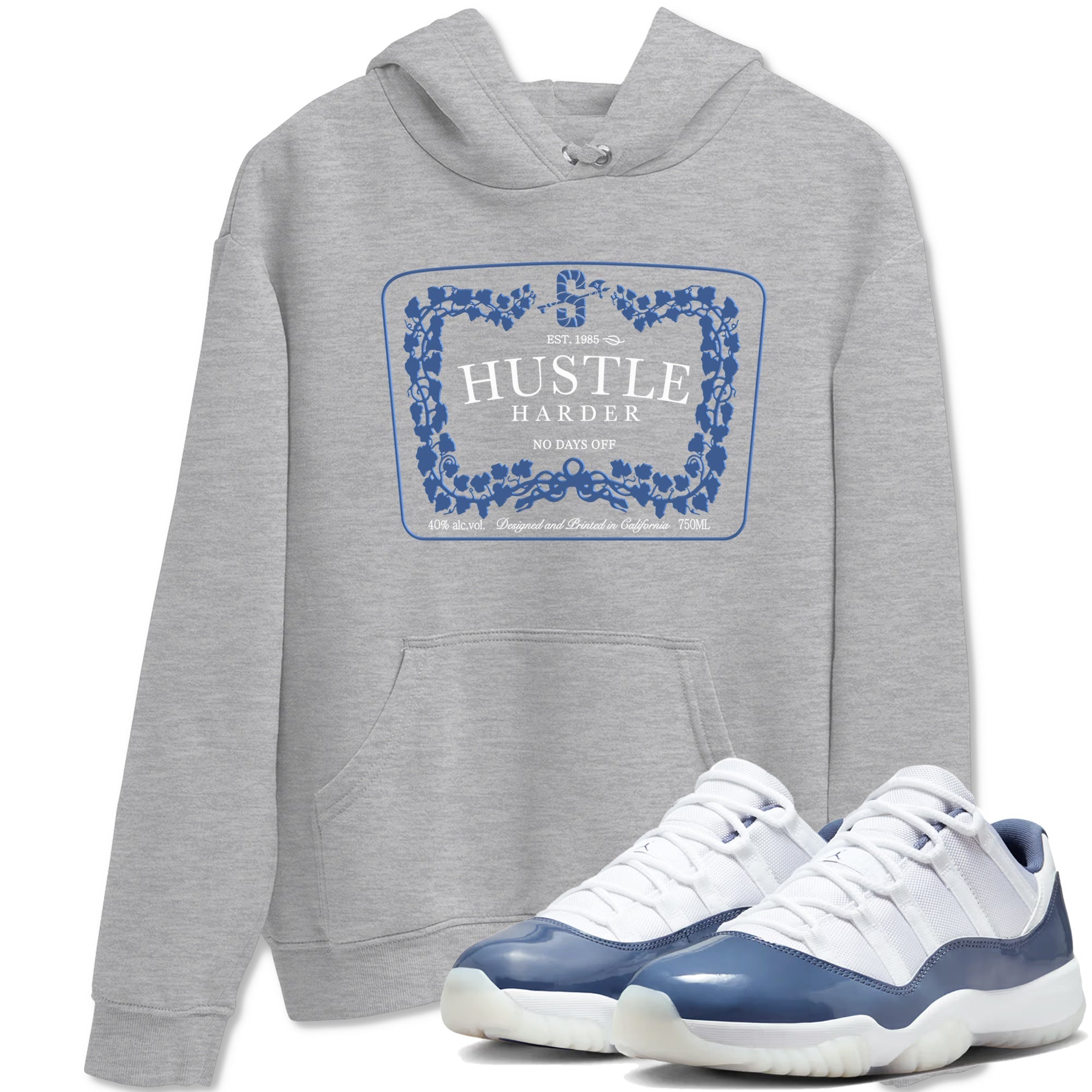 Hustle Harder snkmatch Tees - Air Jordan 11 Diffused Blue