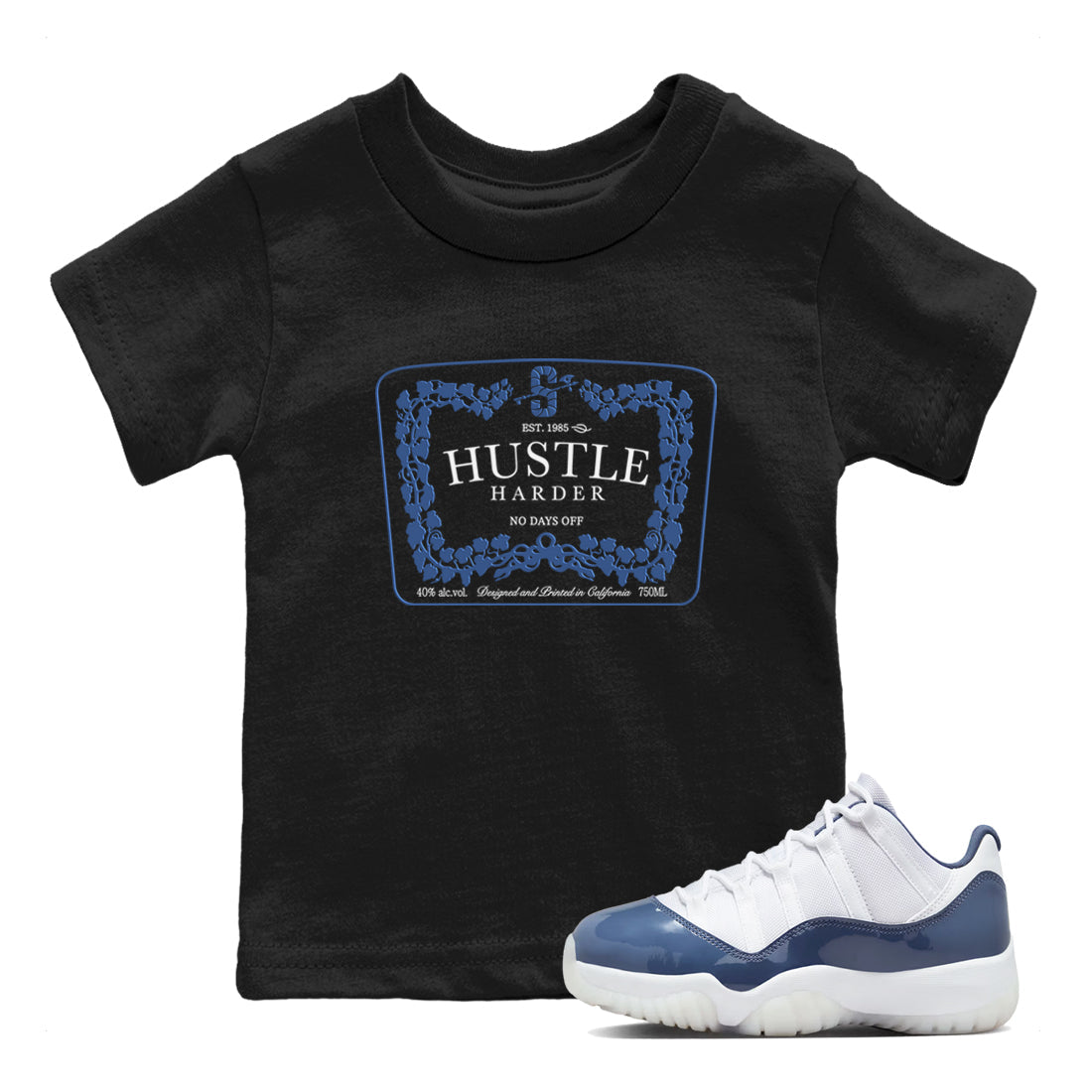Hustle Harder snkmatch Tees Kids - Air Jordan 11 Diffused Blue