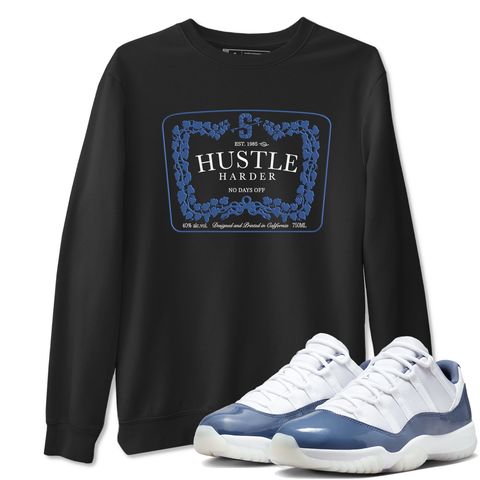 Hustle Harder snkmatch Tees - Air Jordan 11 Diffused Blue