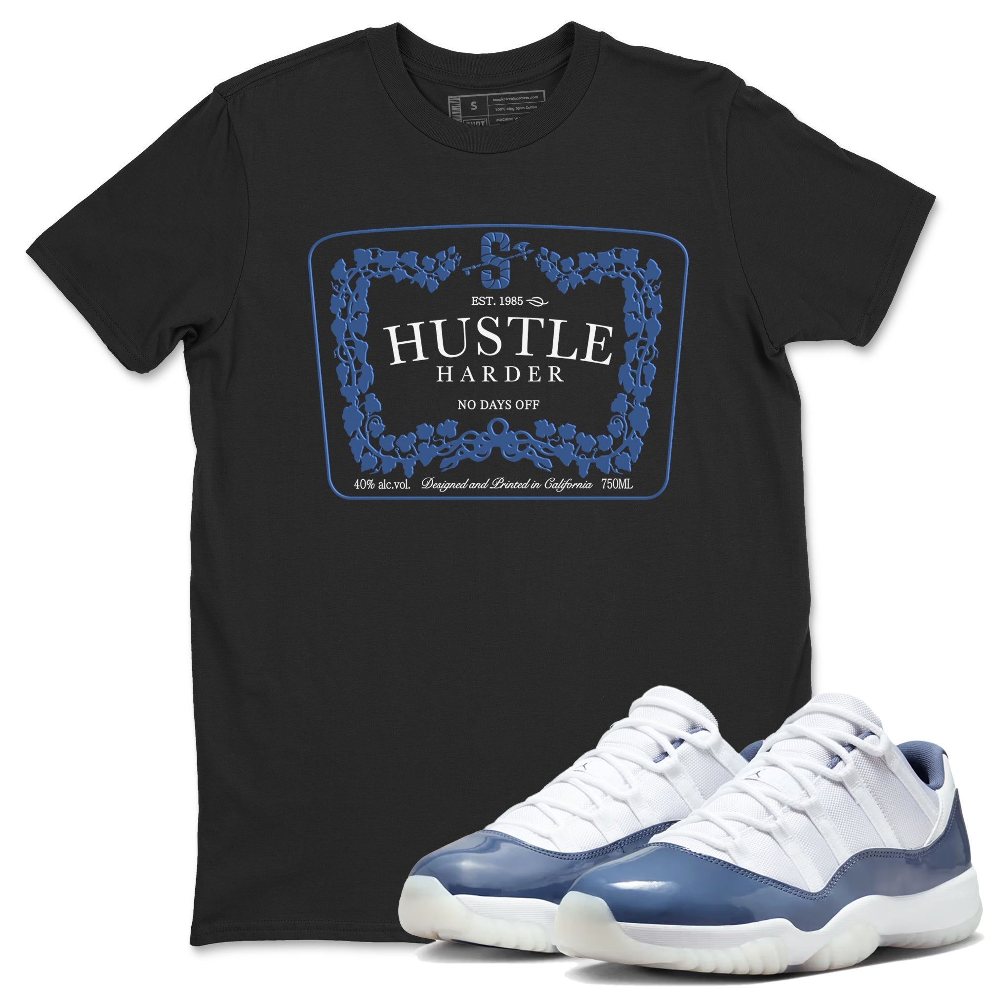 Hustle Harder snkmatch Tees - Air Jordan 11 Diffused Blue