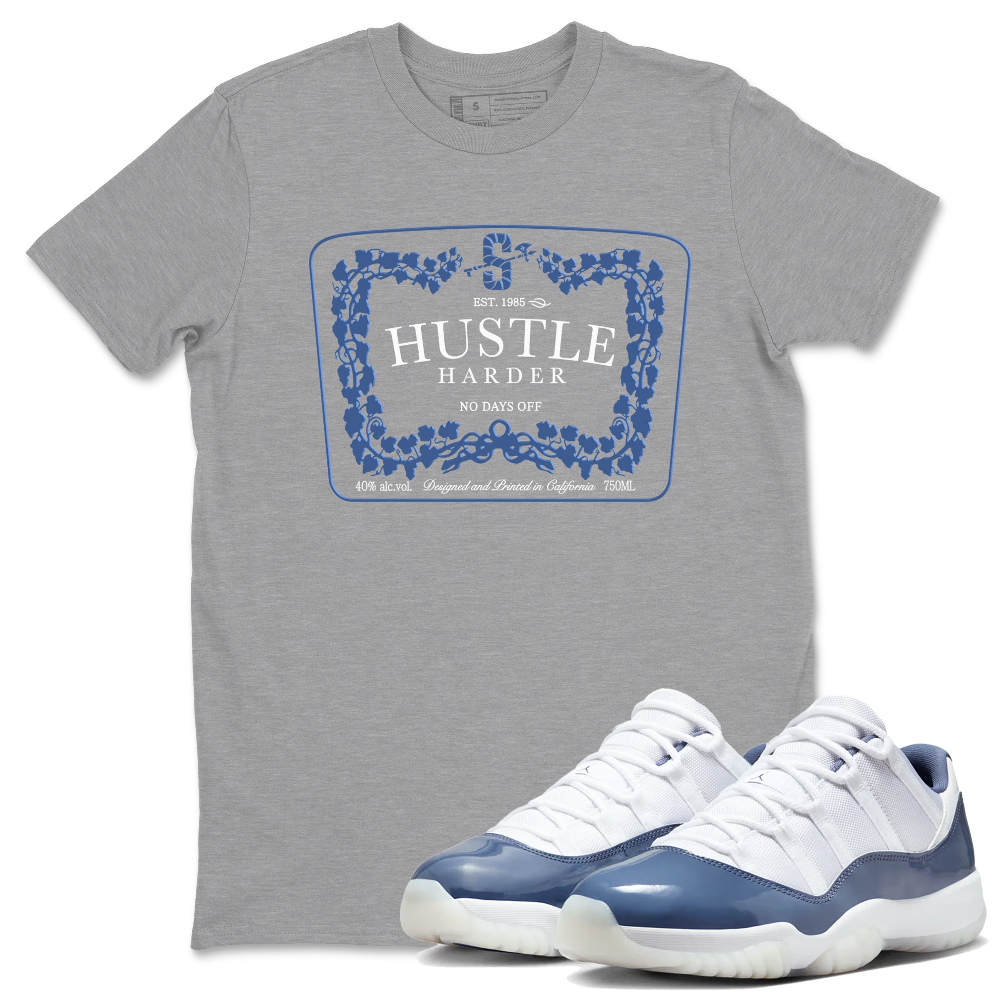 Hustle Harder snkmatch Tees - Air Jordan 11 Diffused Blue