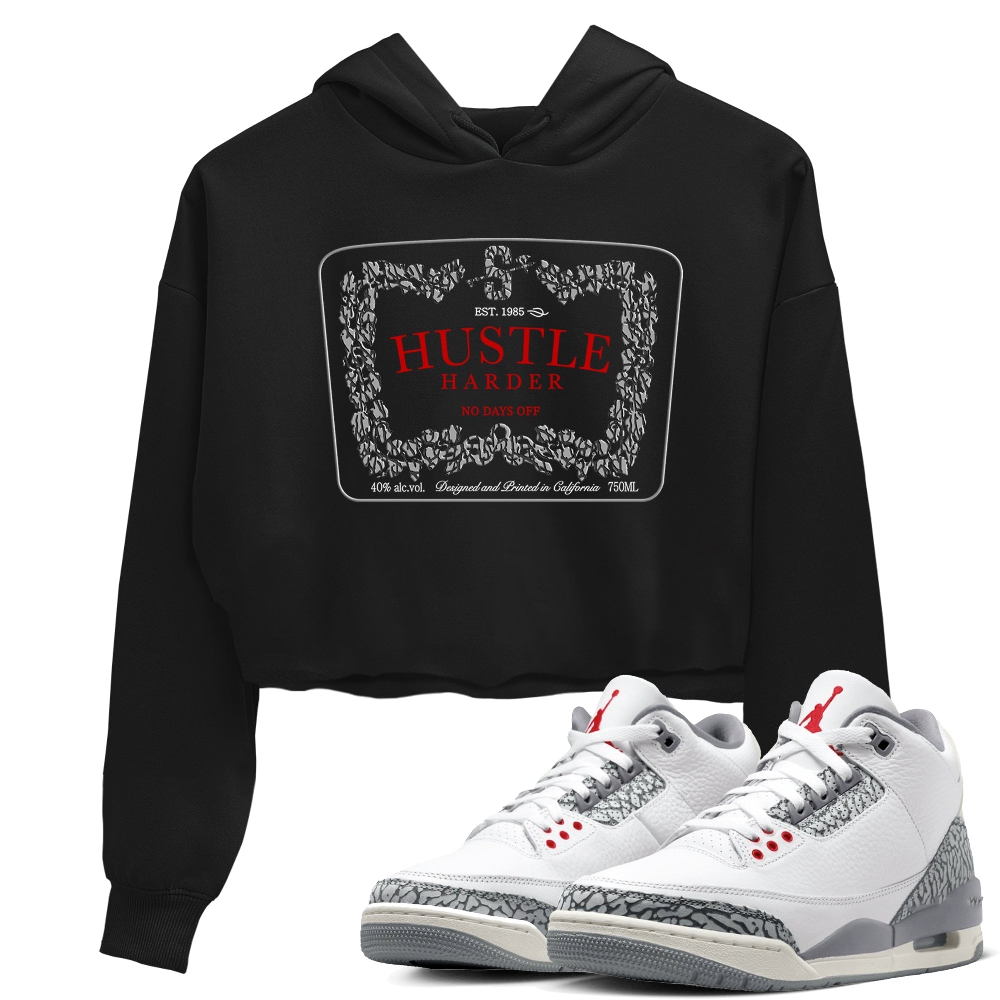 Hustle Harder snkmatch Women's Top - Air Jordan 3 Cement Grey
