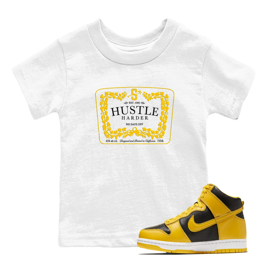 Hustle Harder snkmatch Tees Kids - Dunk High Pollen