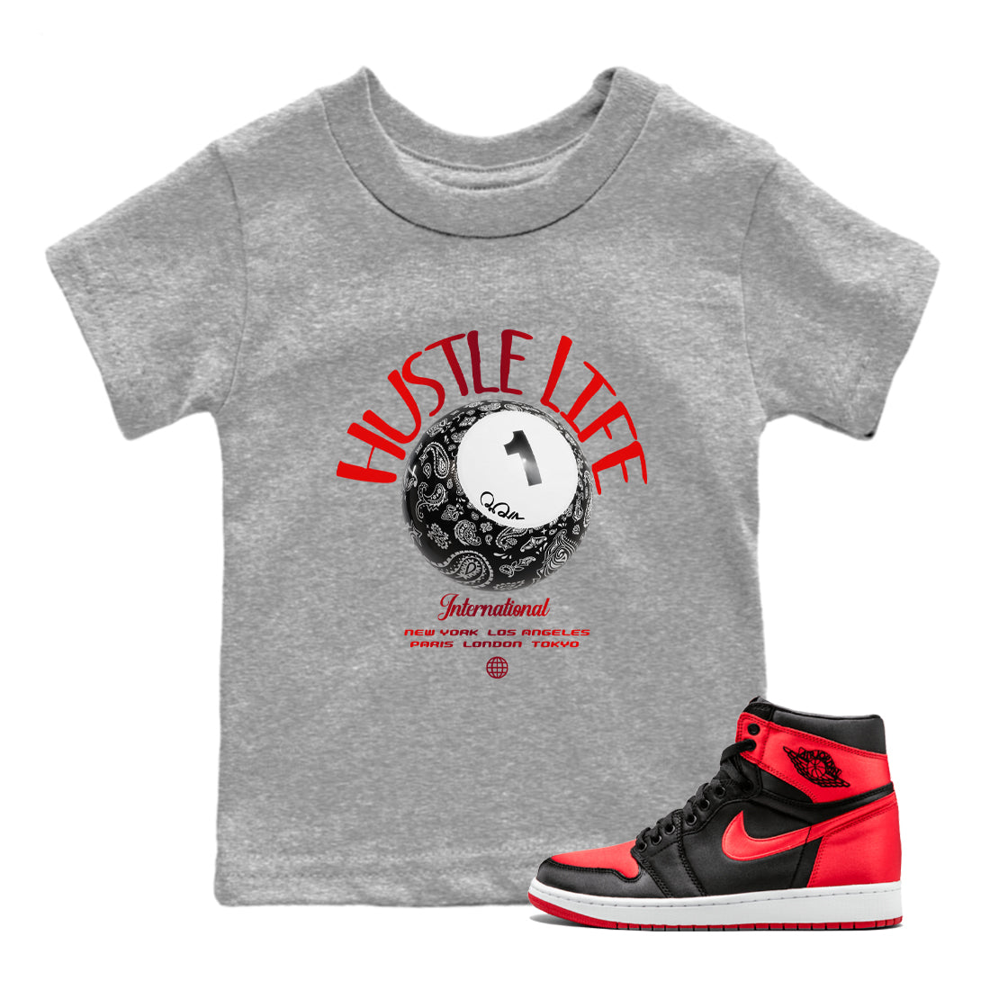 Hustle Life snkmatch Tee Kids - Air Jordan 1 Satin Bred