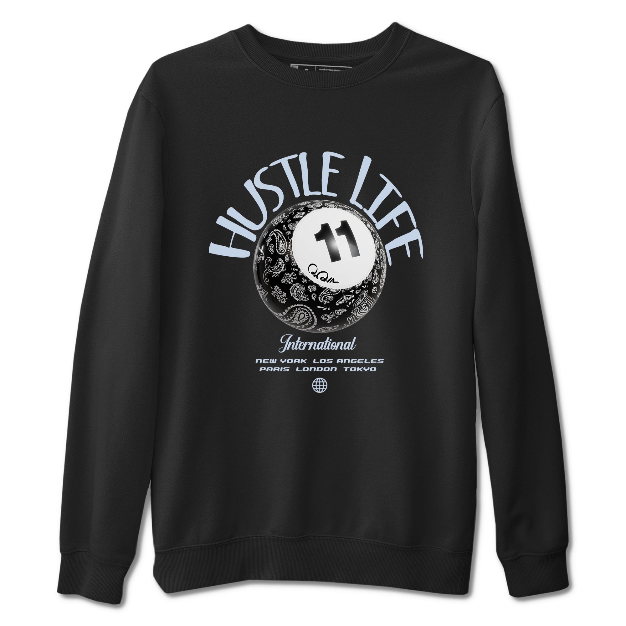 Hustle Life snkmatch Tees - Air Jordan 11 Black and Varsity Royal