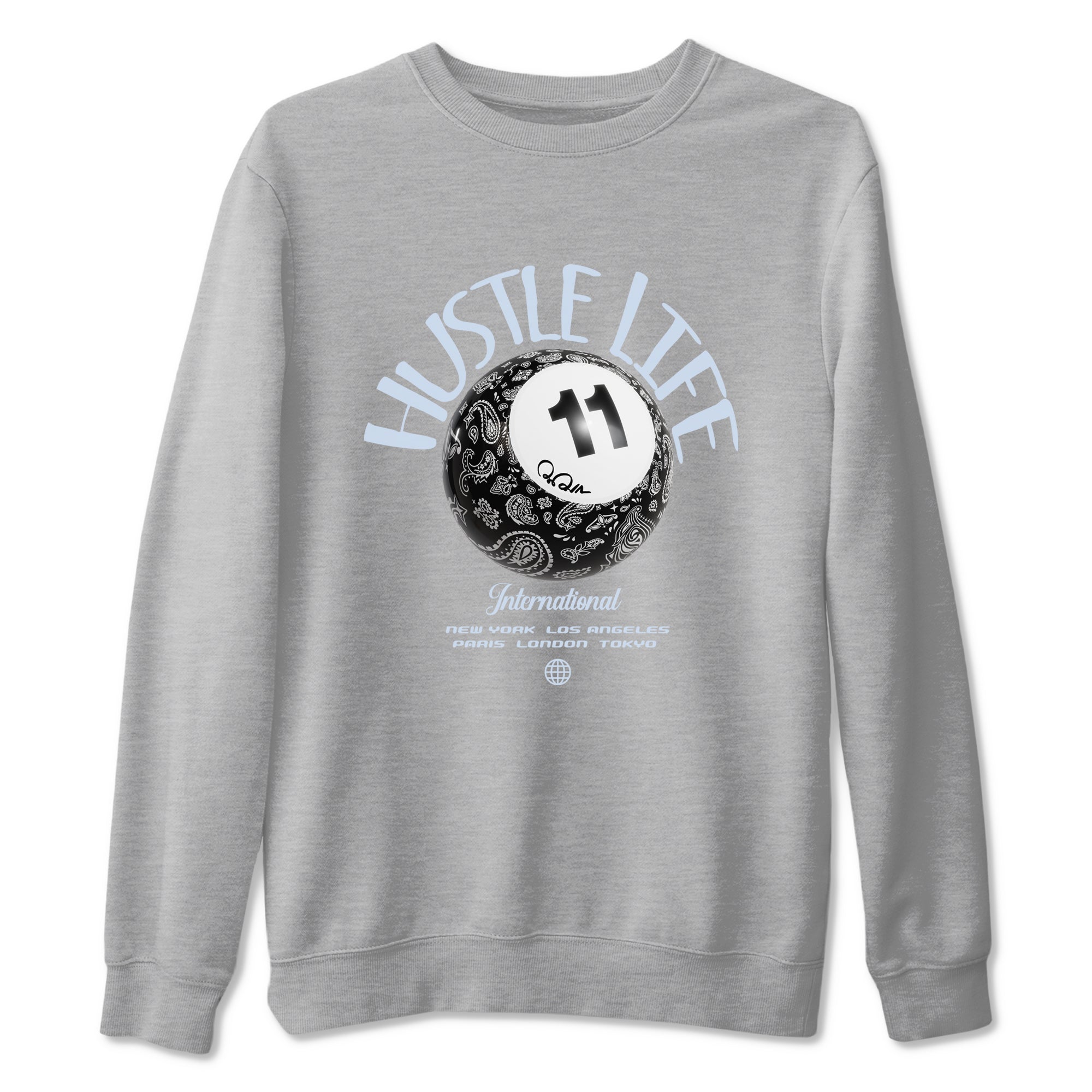 Hustle Life snkmatch Tees - Air Jordan 11 Black and Varsity Royal